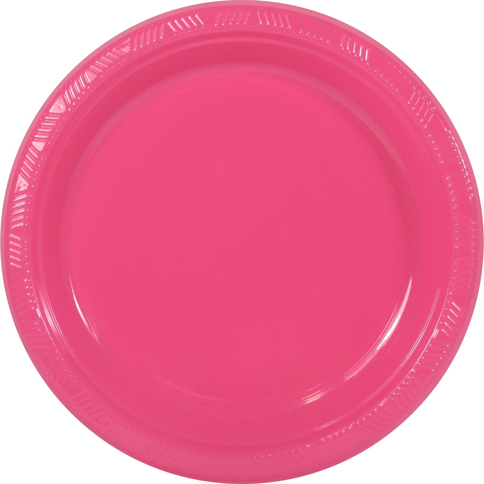 Hot Pink Large Plastic Plates (Pack of 25)