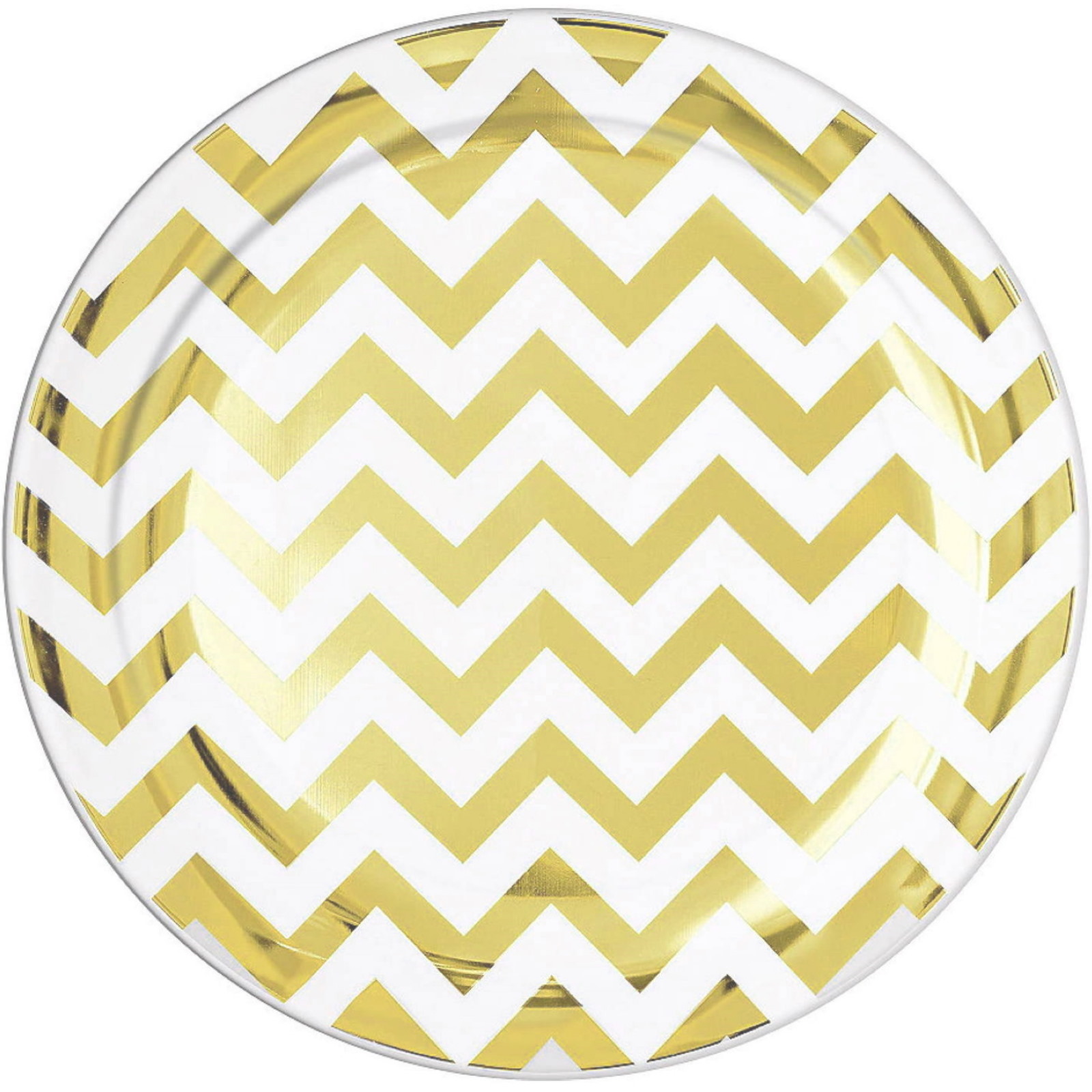 Gold Chevron Large Plastic Plates (Pack of 10)