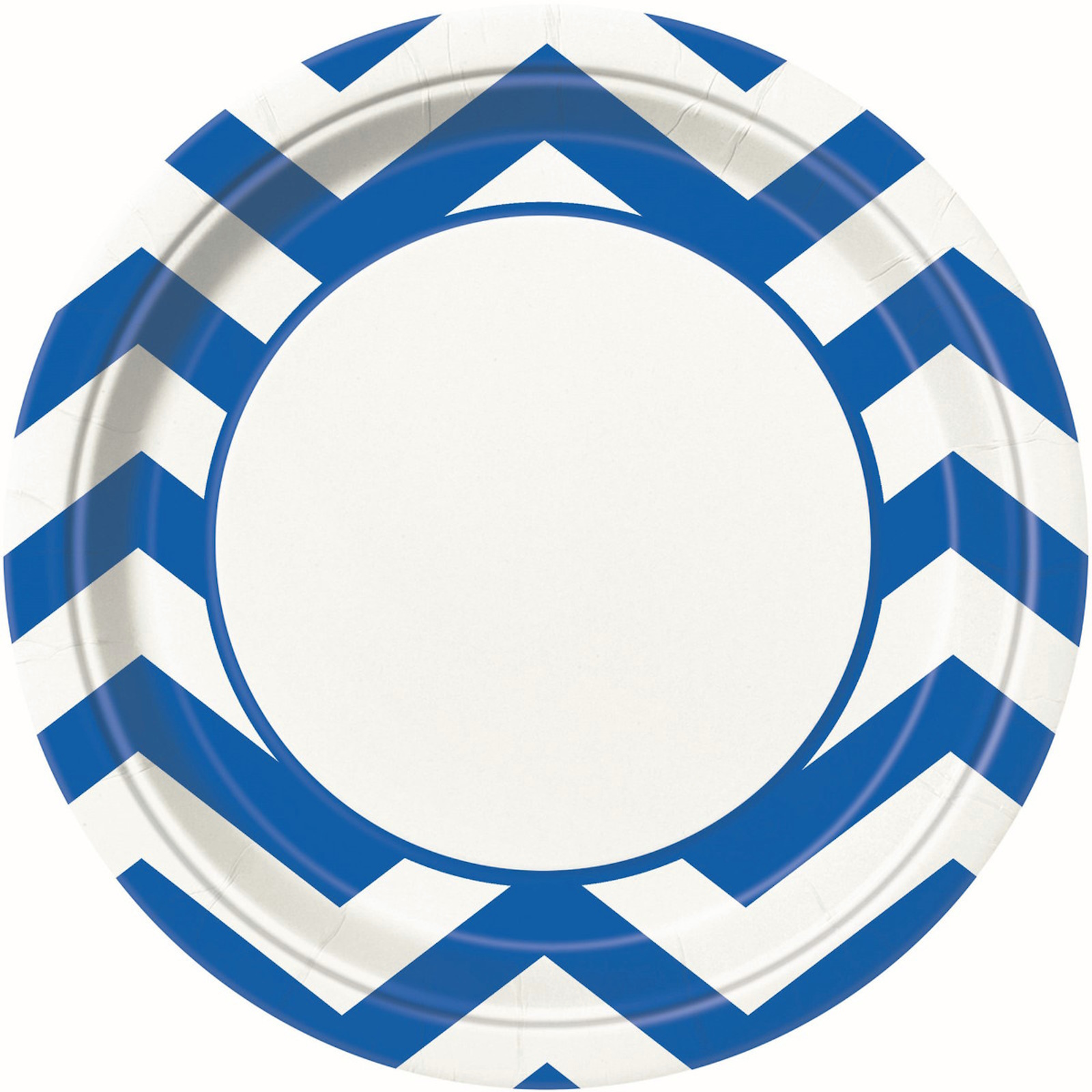 Royal Blue Chevron Large Paper Plates (Pack of 8)