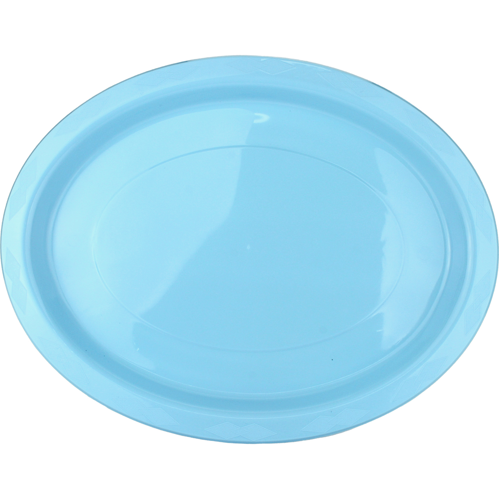Light Blue Plastic Reusable Oval Plates 31.5cm (Pack of 20)