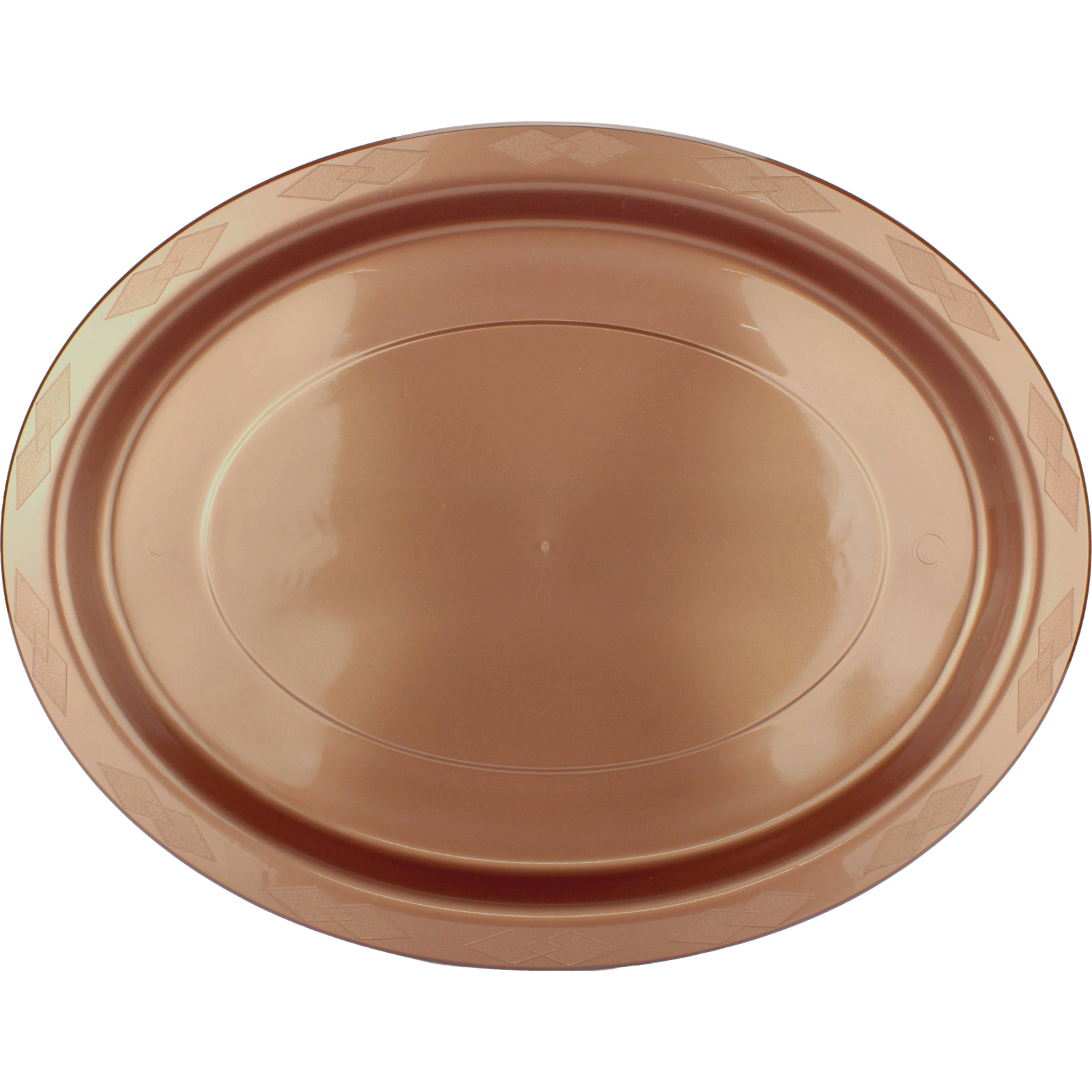 Rose Gold Plastic Reusable Oval Plates 31.5cm (Pack of 25)
