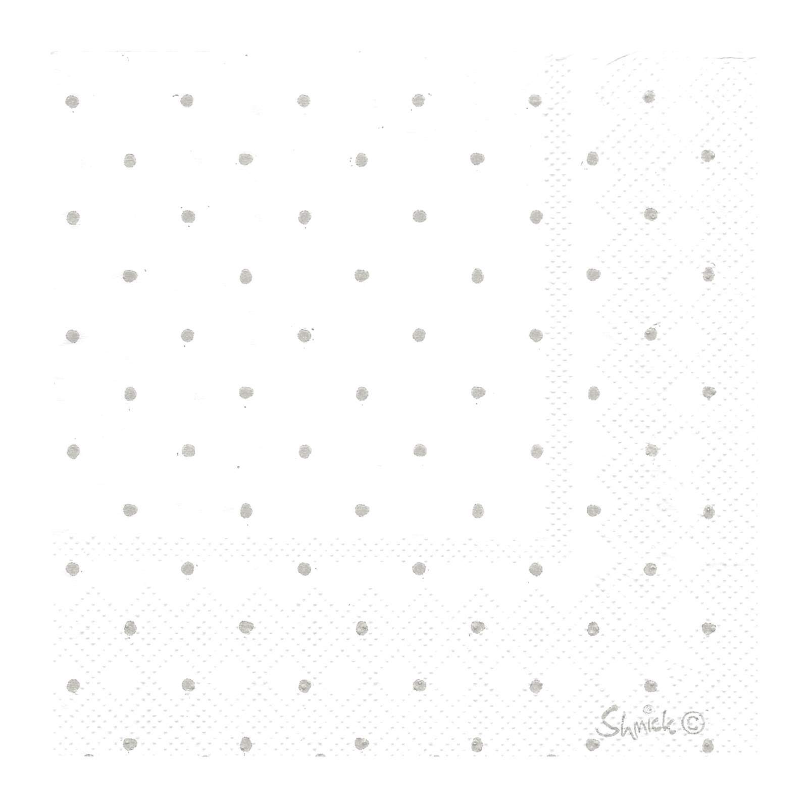 White and Silver Dot Small Napkins / Serviettes (Pack of 20)