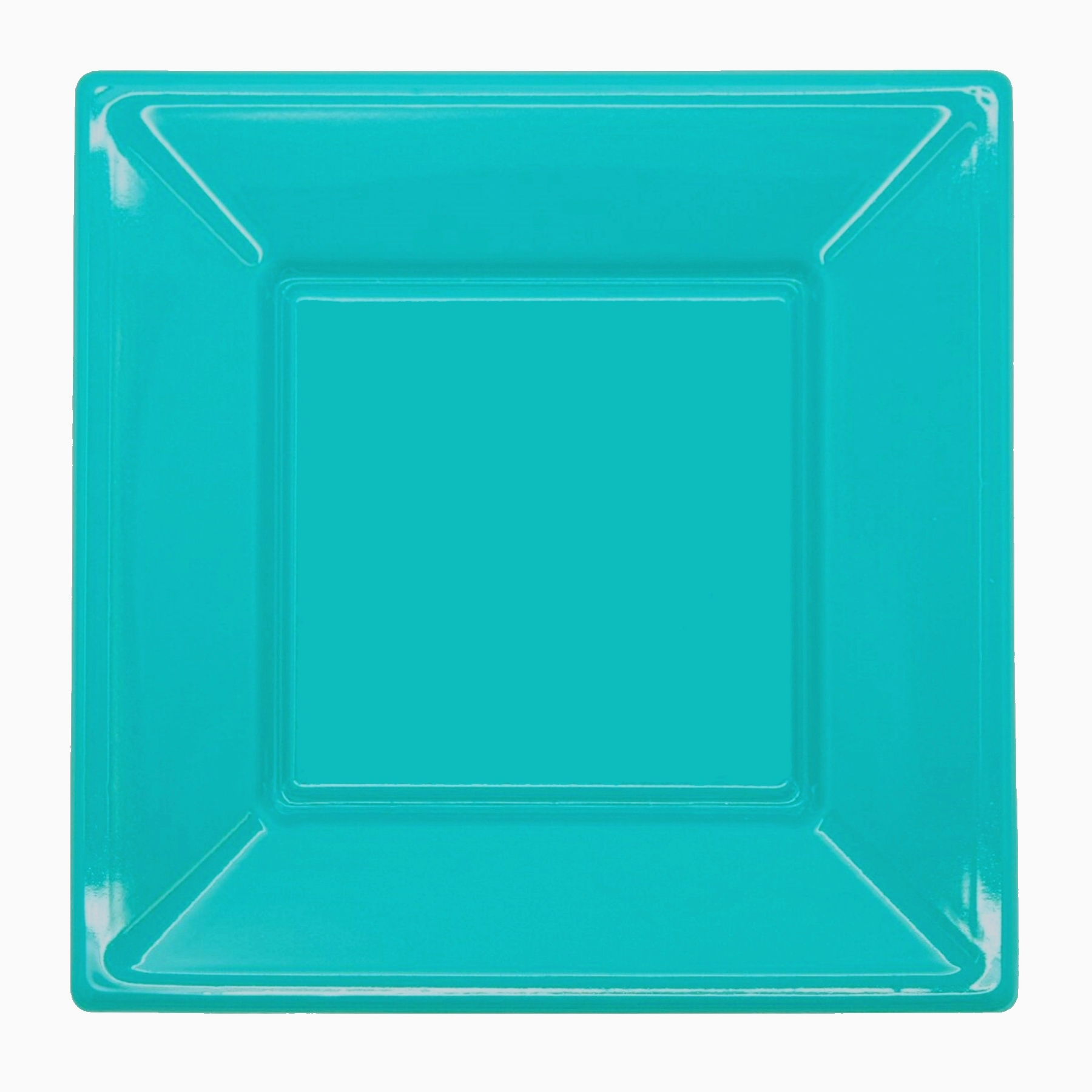 Teal Small Square Plastic Plates (Pack of 8)