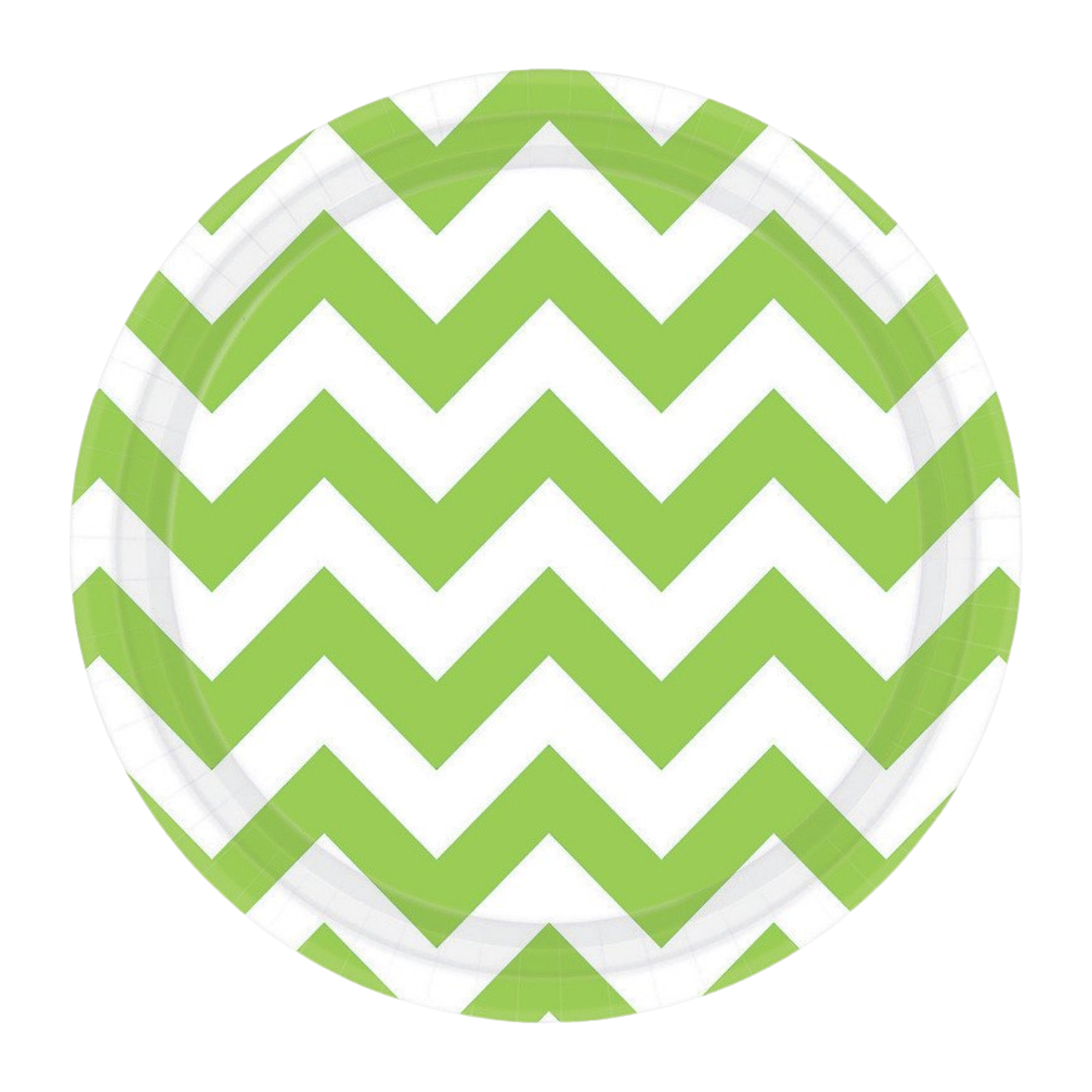 Kiwi Lime Green Chevron Round Paper Plates 18cm (Pack of 8)