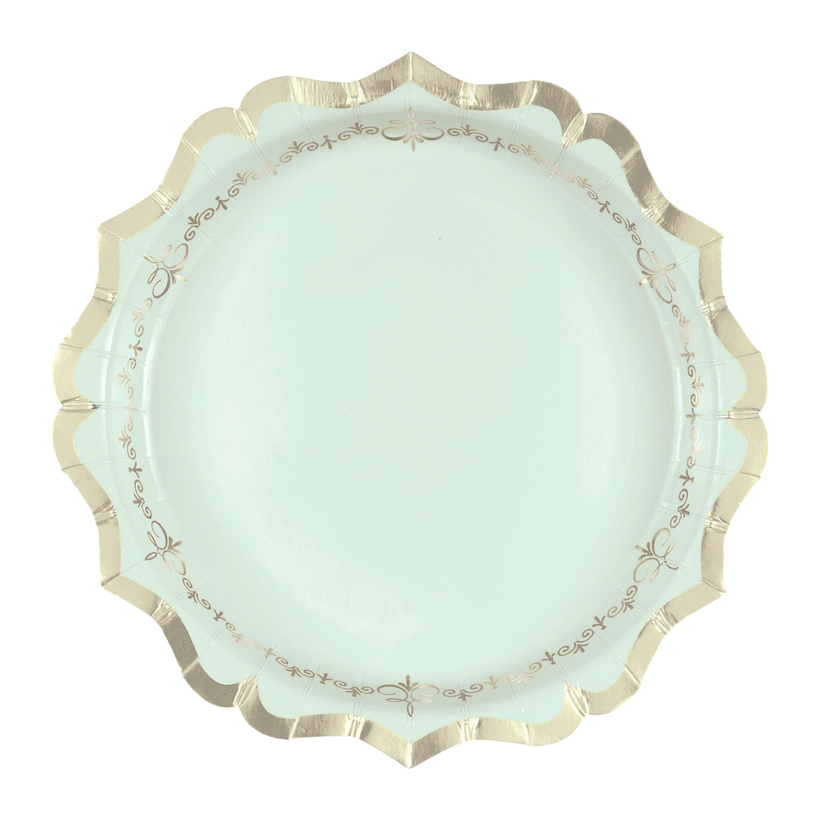 Golden Garden Party Macaron Mint Small Paper Plates (Pack of 8) 