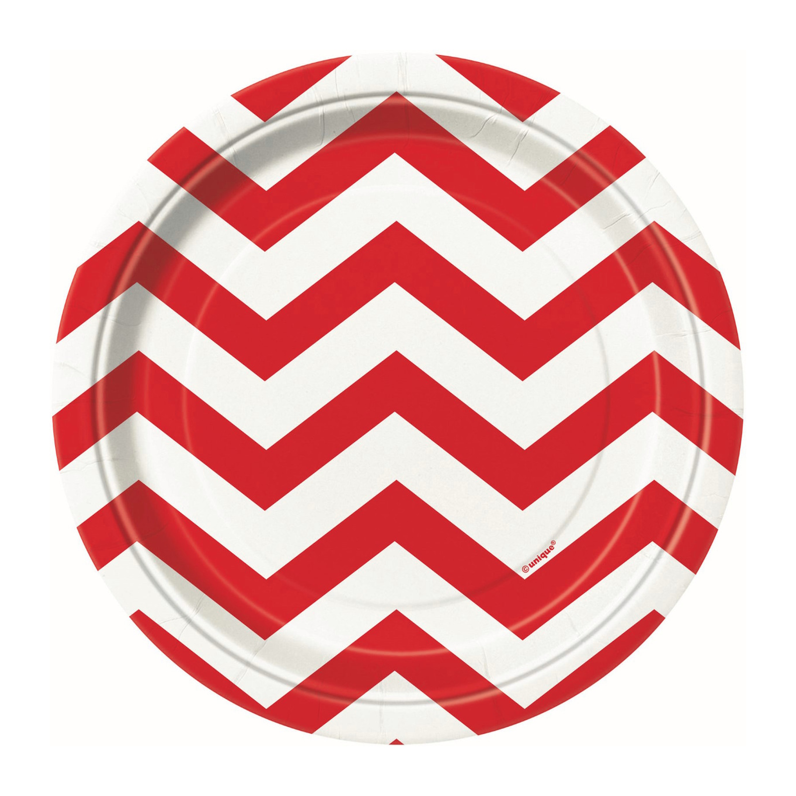Ruby Red Chevron Small Paper Plates (Pack of 8)