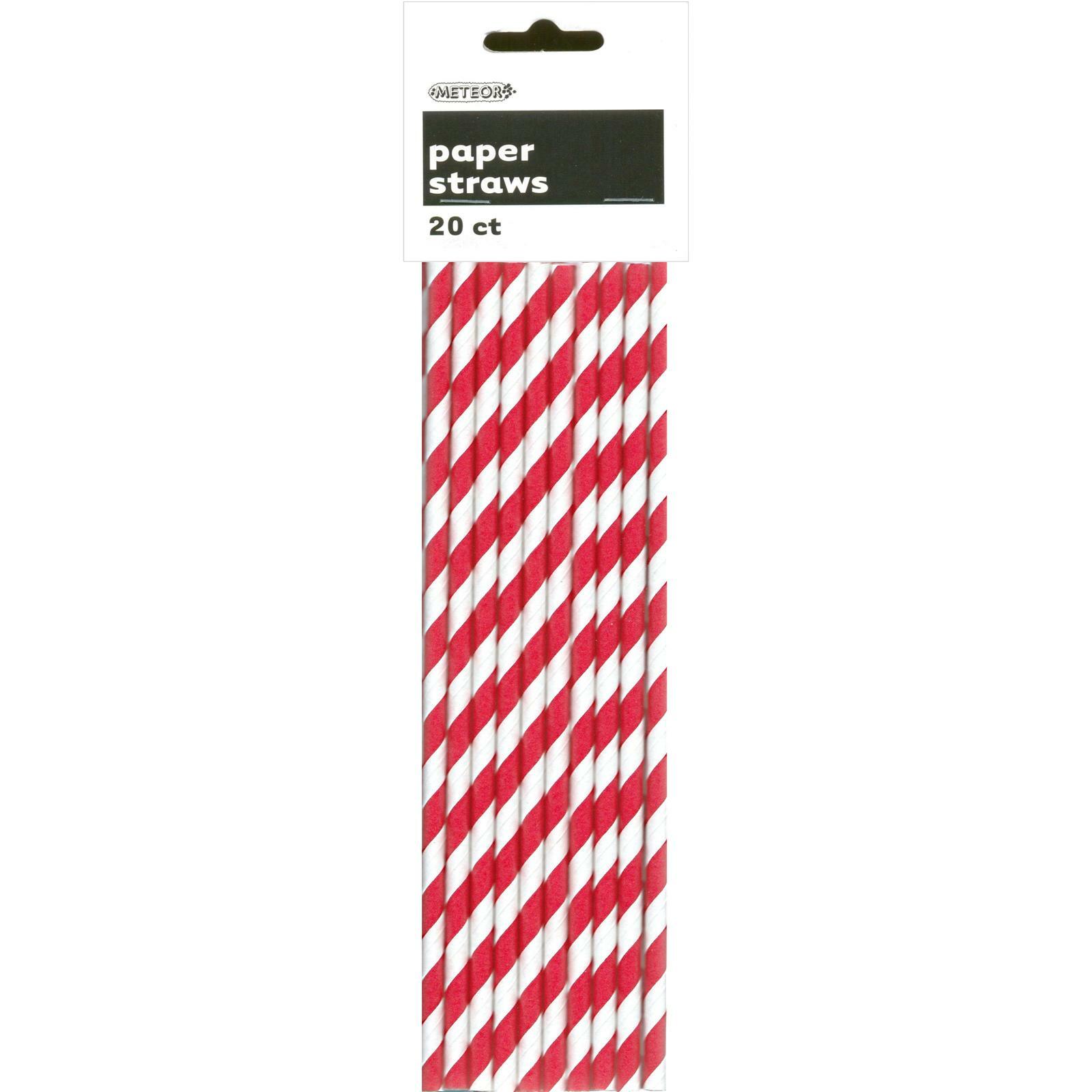 Red and White Striped Paper Straws (Pack of 20)