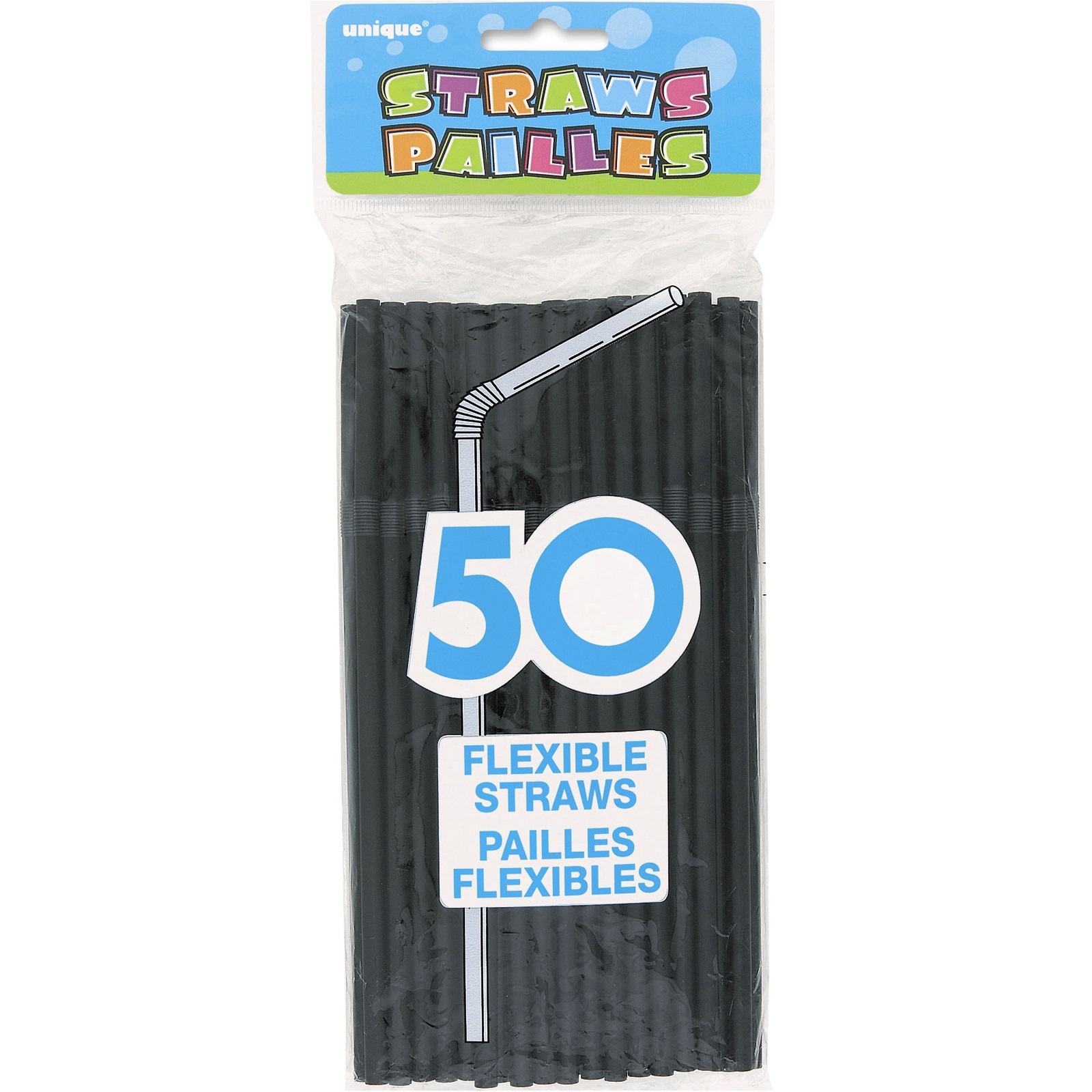 Black Plastic Drinking Straws (Pack of 50)