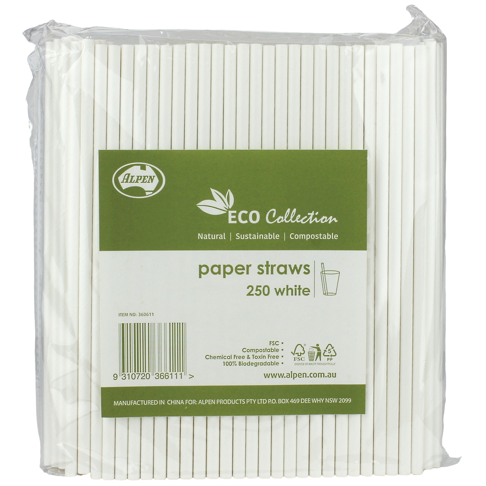 White Paper Eco Straws (Bulk Pack of 250)