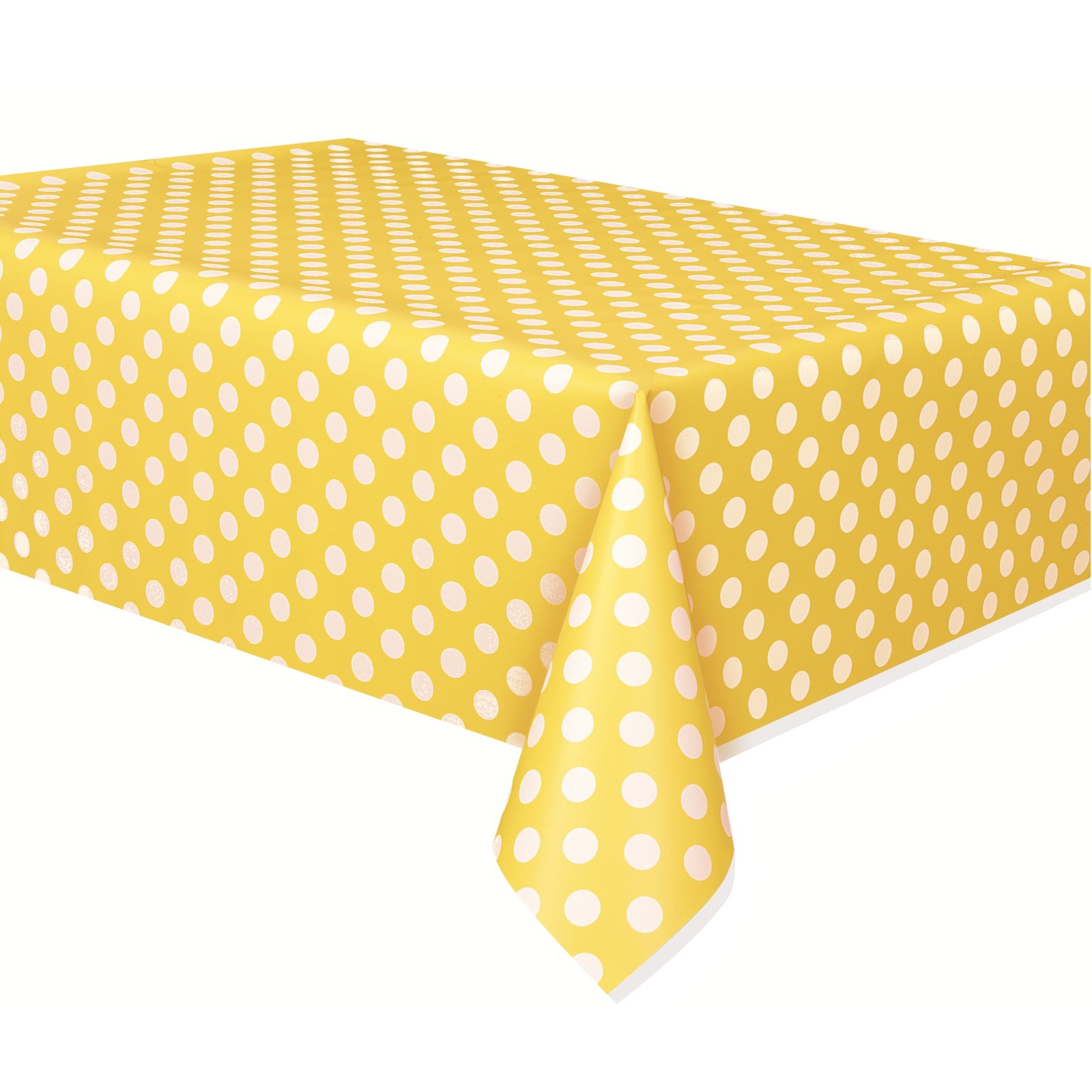Yellow Polkadot Plastic Tablecloth