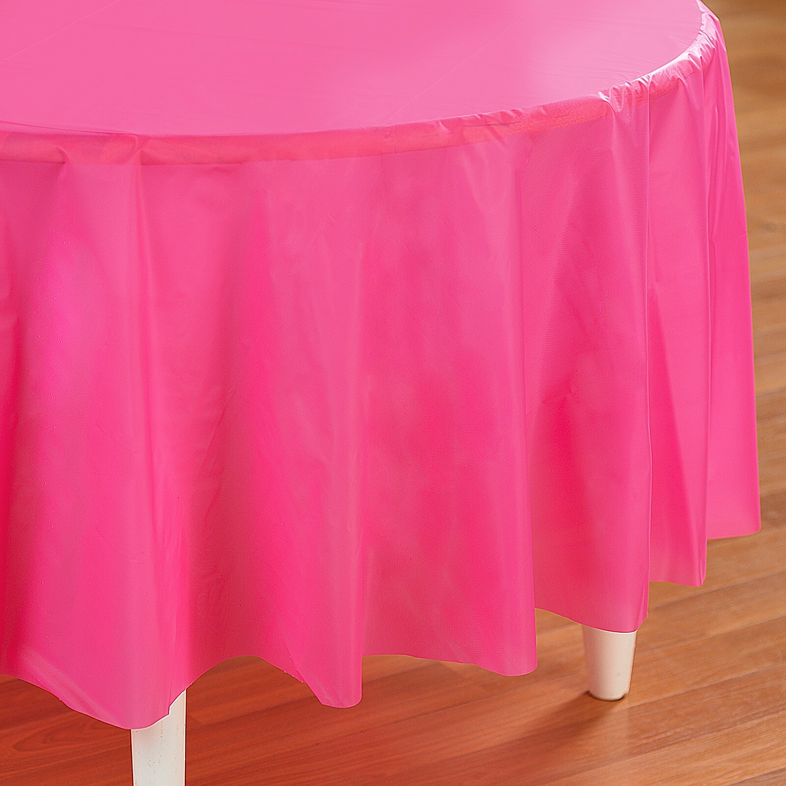 Hot Pink Round Plastic Tablecloth