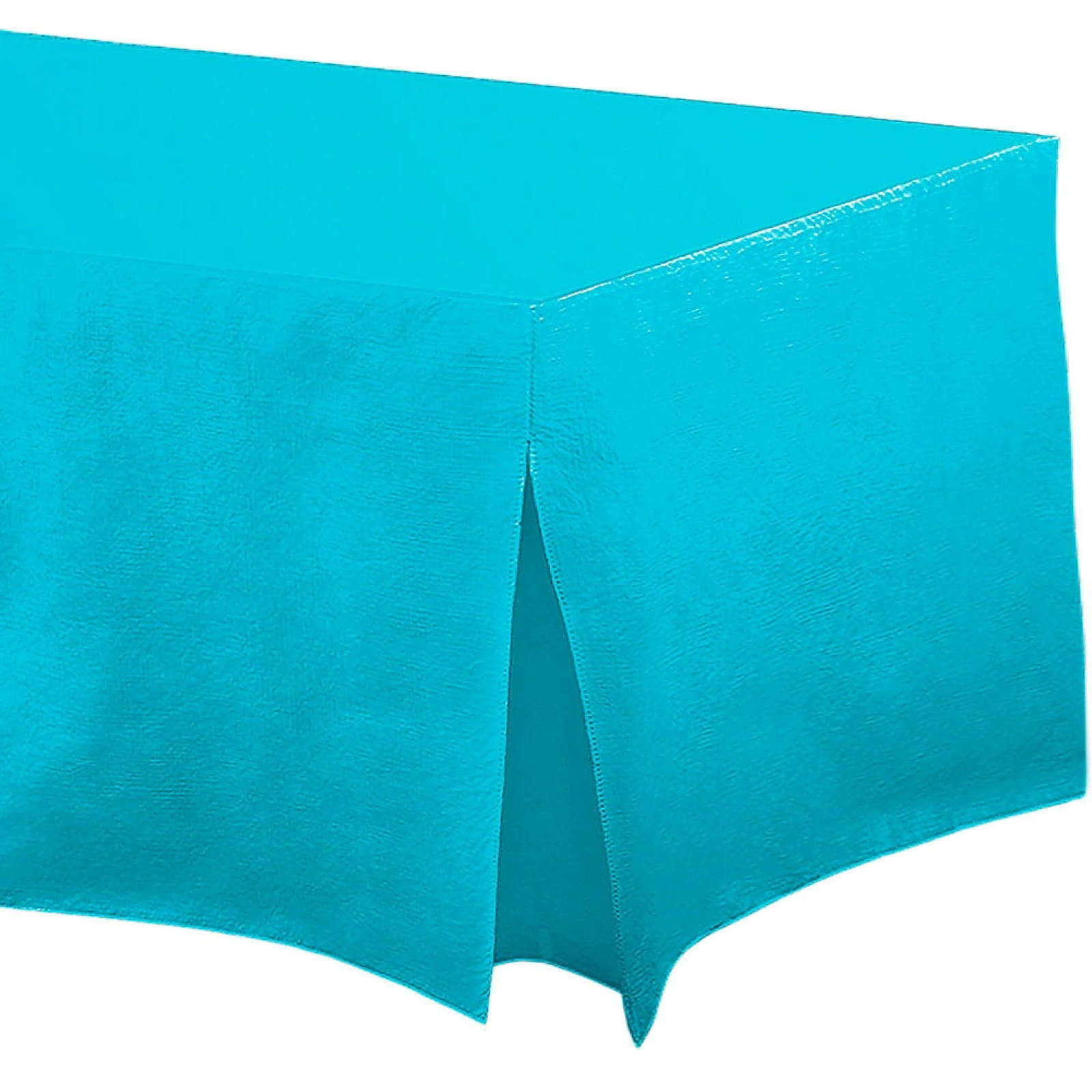 Caribbean Blue Vinyl Flannel-Backed Table Fitter Tablecloth