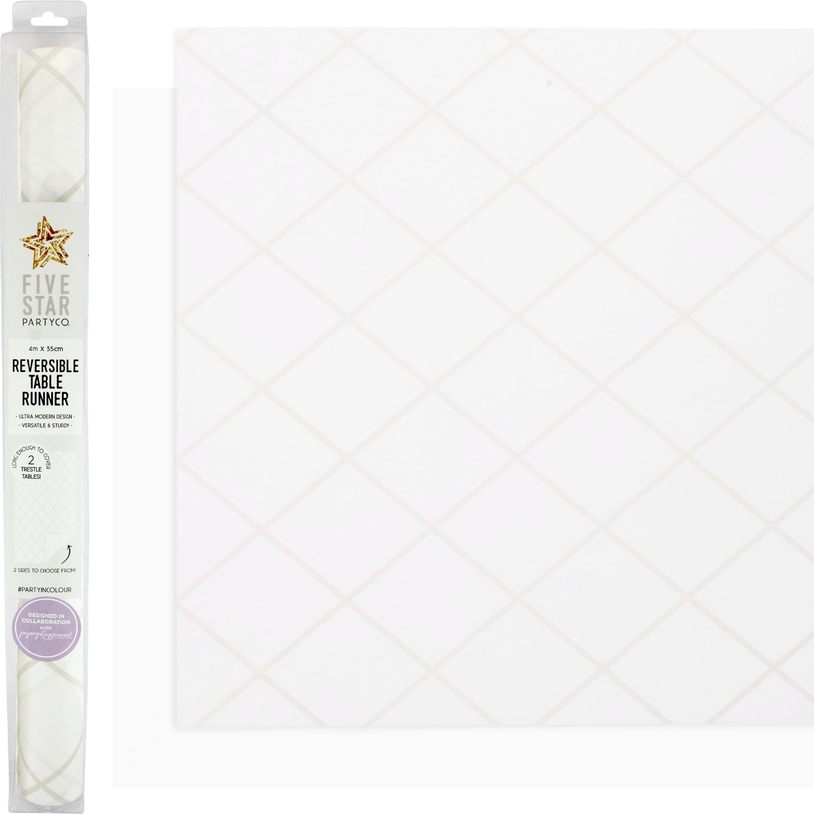 White Diamond Reversible Table Runner