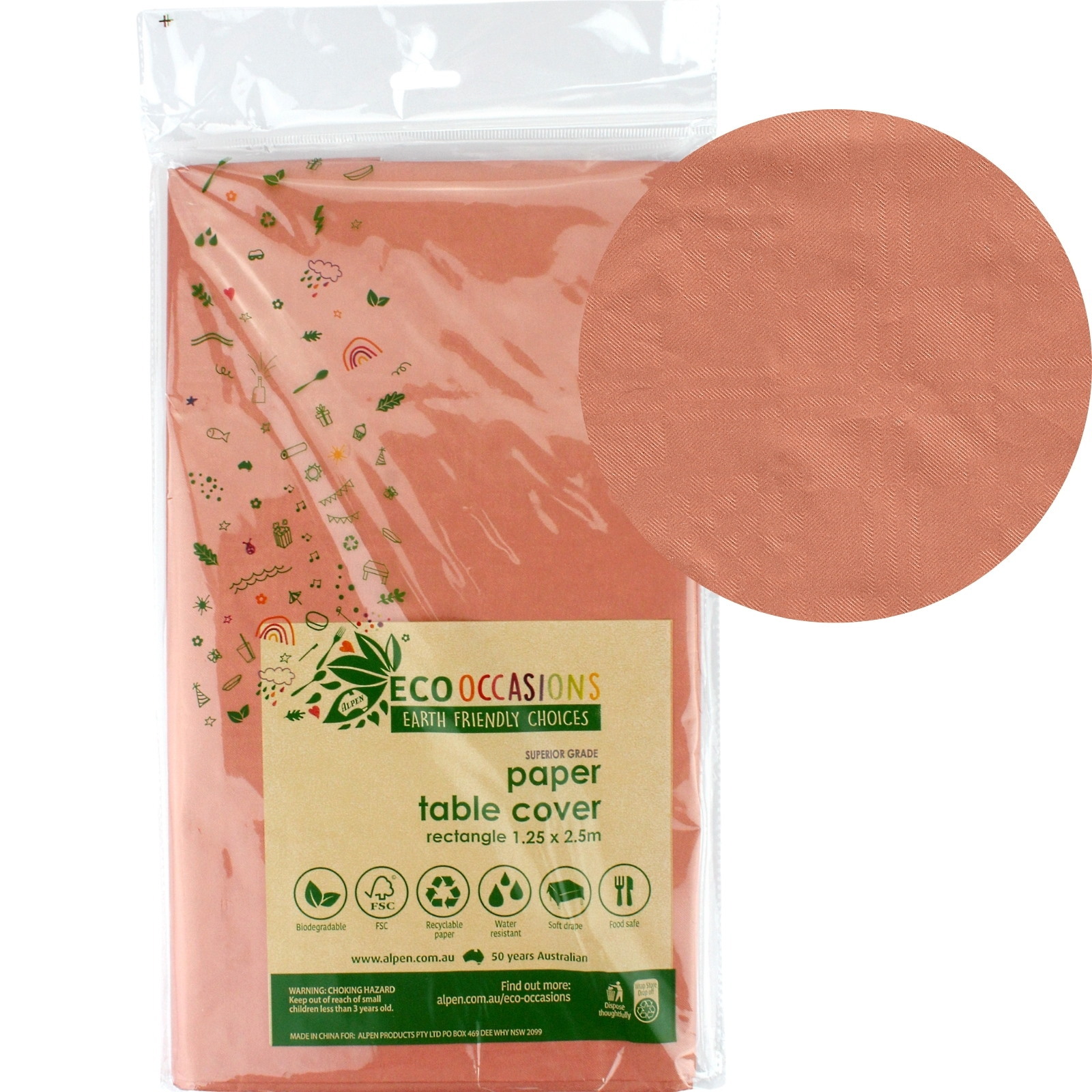 Rose Gold Eco Biodegradable Paper Tablecloth