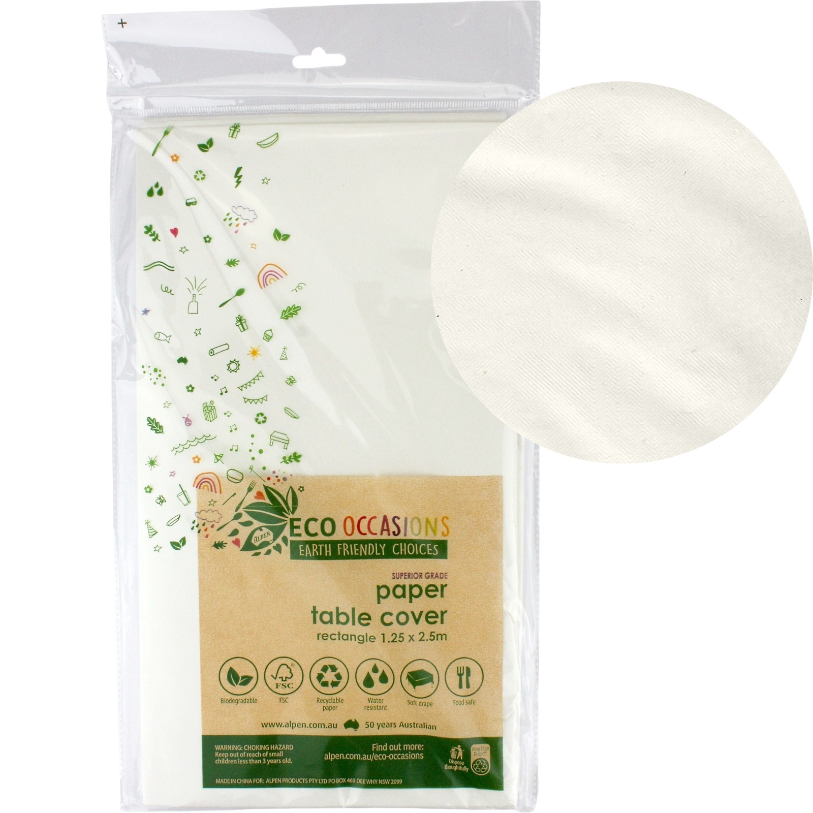 White Eco Biodegradable Paper Tablecloth