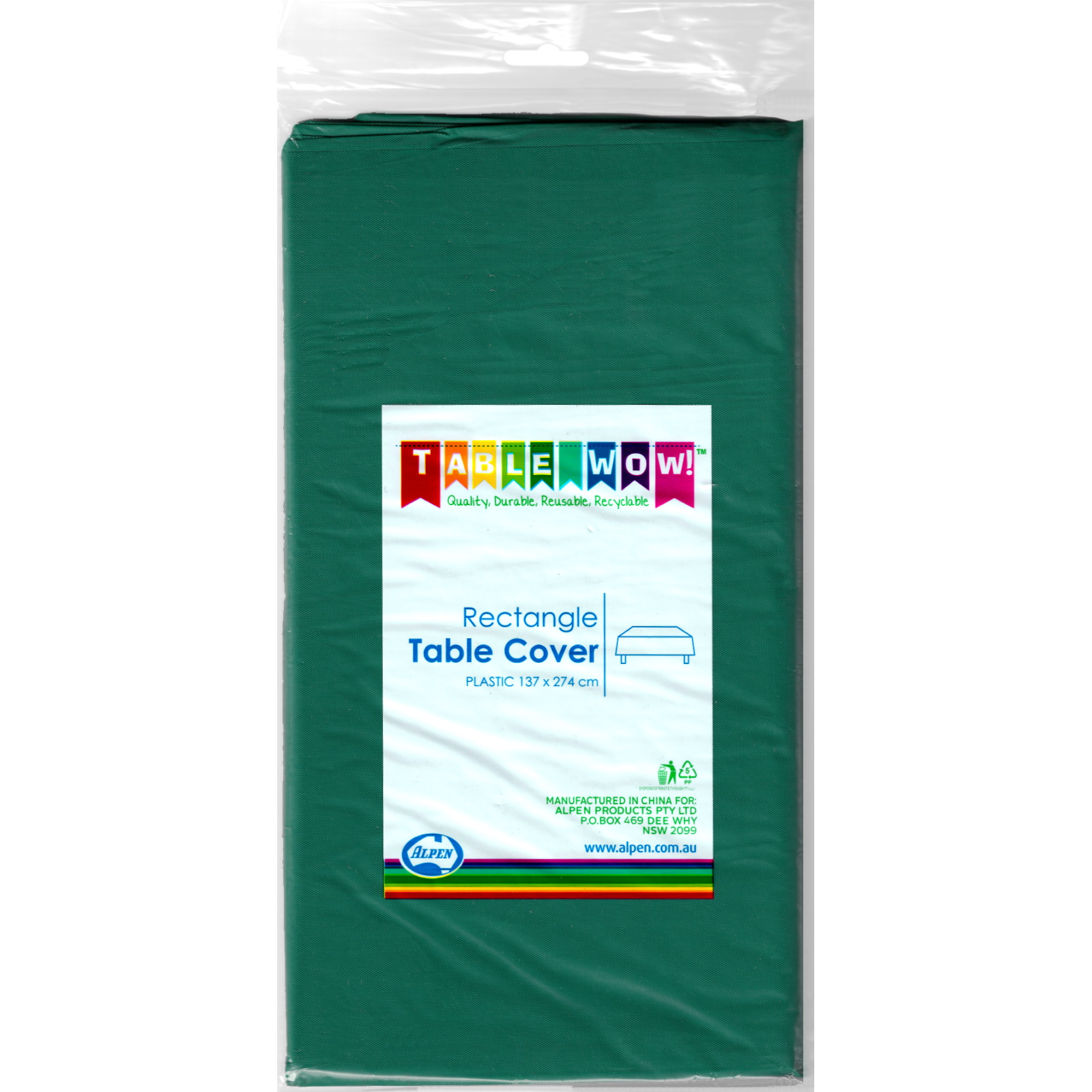 Green Plastic Rectangular Tablecloth