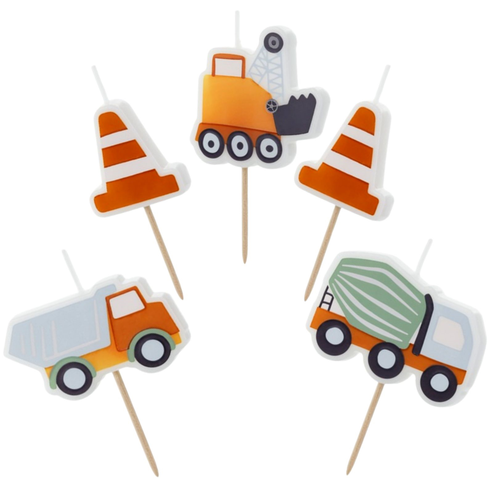 Construction Truck & Traffic Cone Candles (Set of 5)