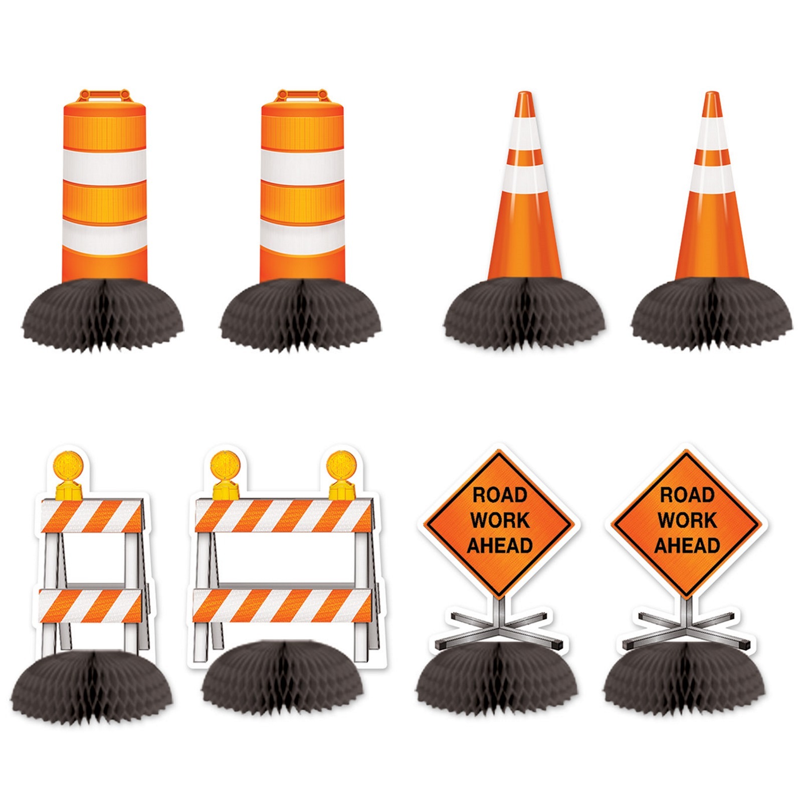 Construction Sign Mini Centrepieces (Pack of 8)