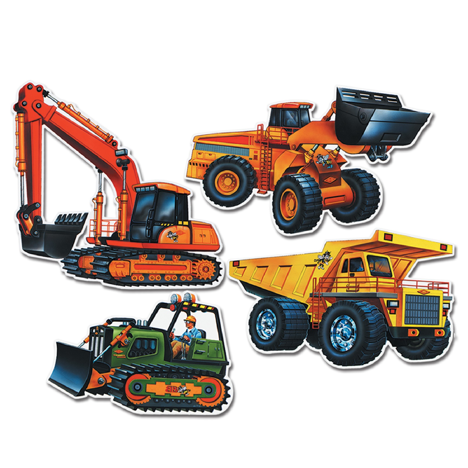 Construction Vehicle Cutout Decorations (Pack of 4)