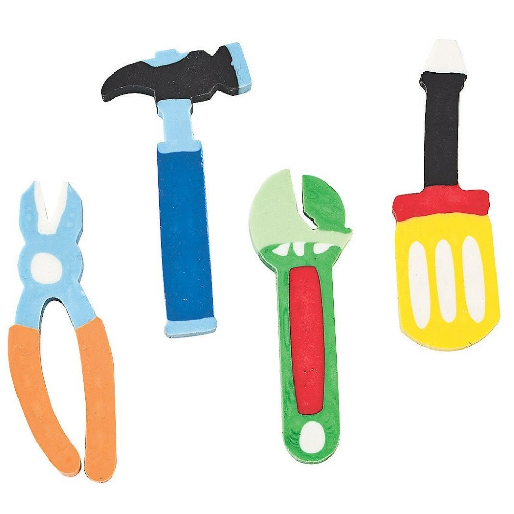 Construction Tool Erasers (Pack of 12)