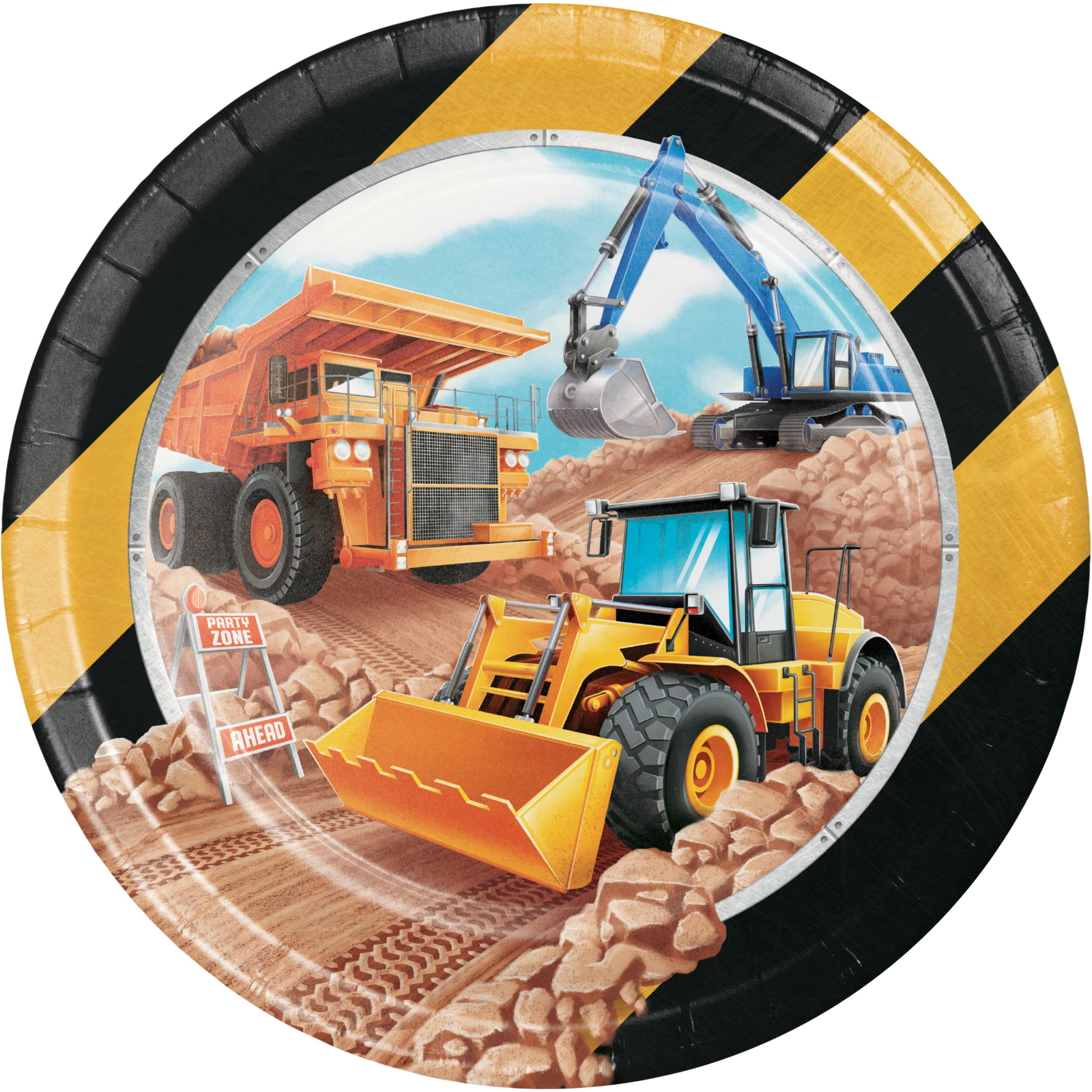 Big Dig Construction Large Paper Plates (Pack of 8)