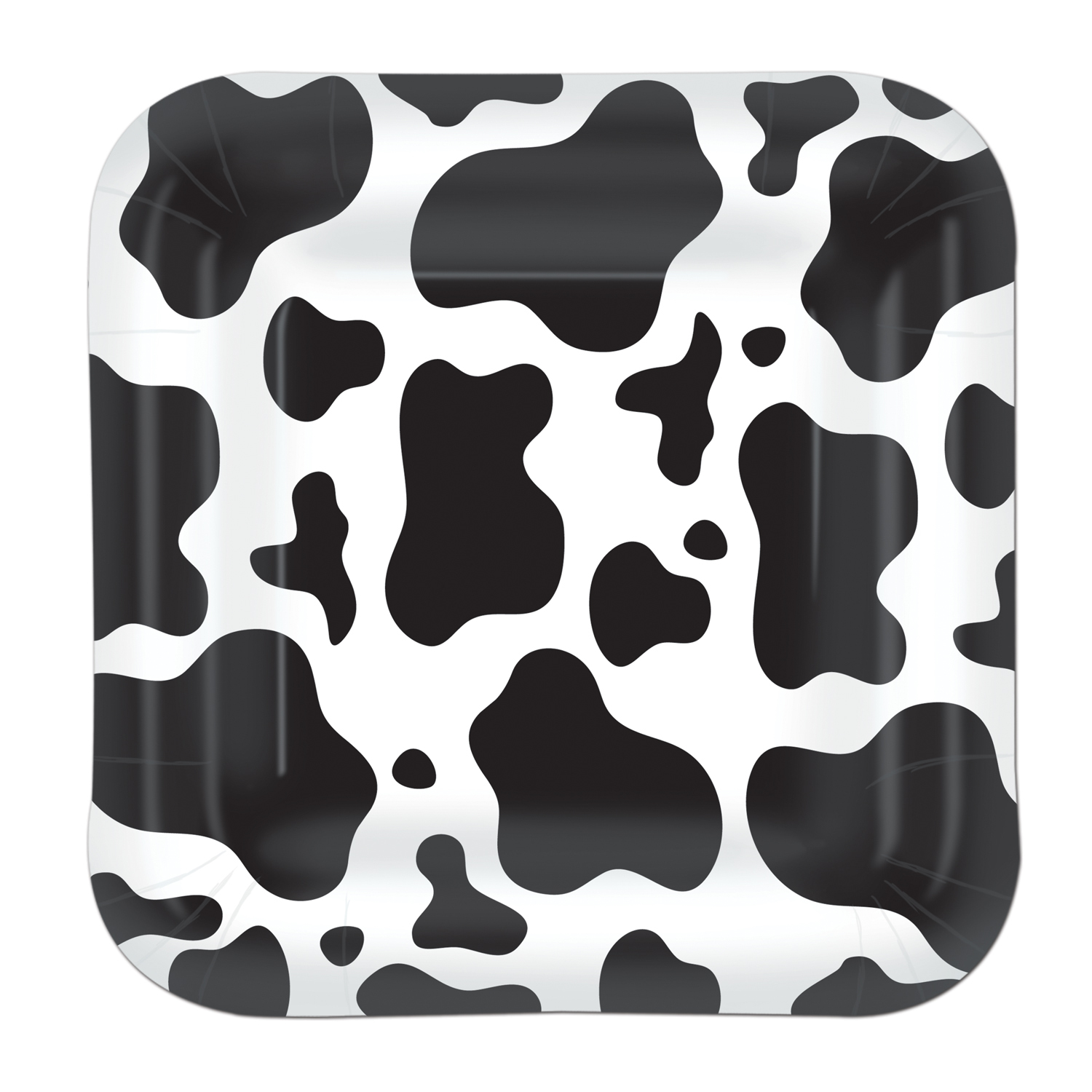 Cow Print Small Square Paper Plates (Pack of 8)