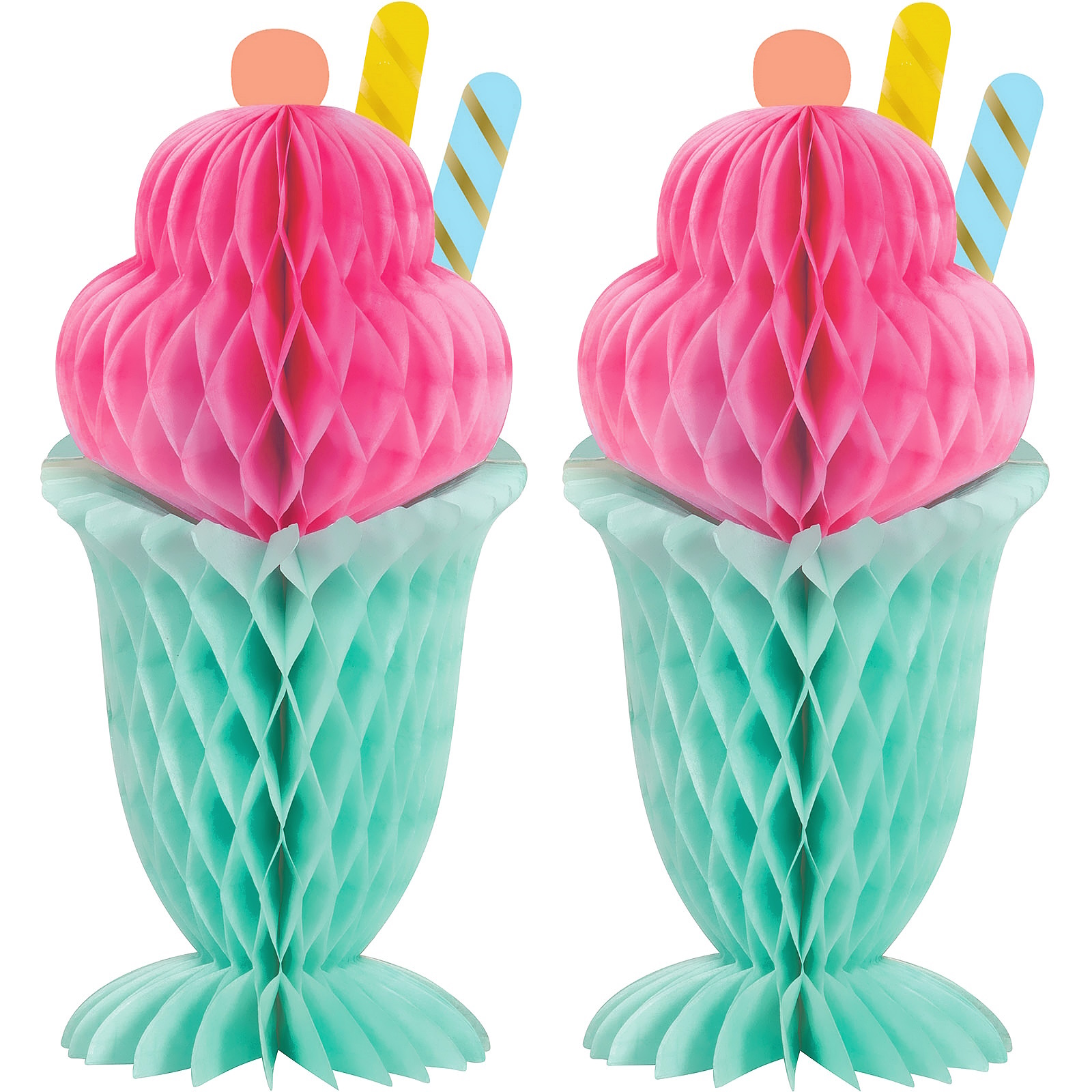 Pastel Ice Cream Sundae Honeycomb Centrepieces (Pack of 2)
