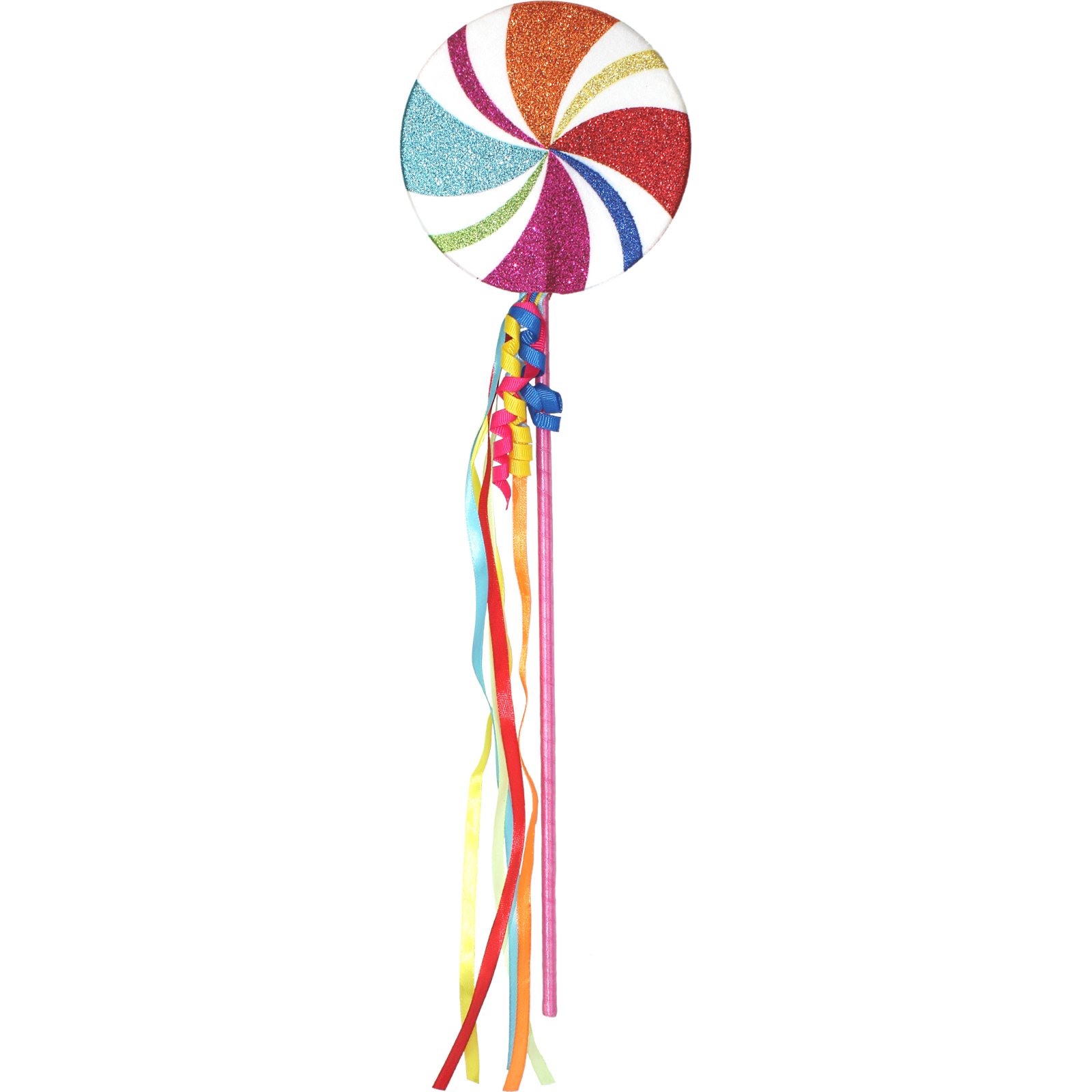 Rainbow Glitter Swirl Lollipop Fairy Ribbon Wand