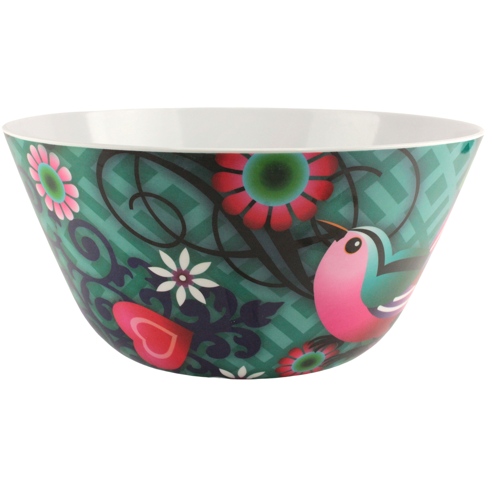 Catalina Bird Round Melamine Serving Bowl 25cm