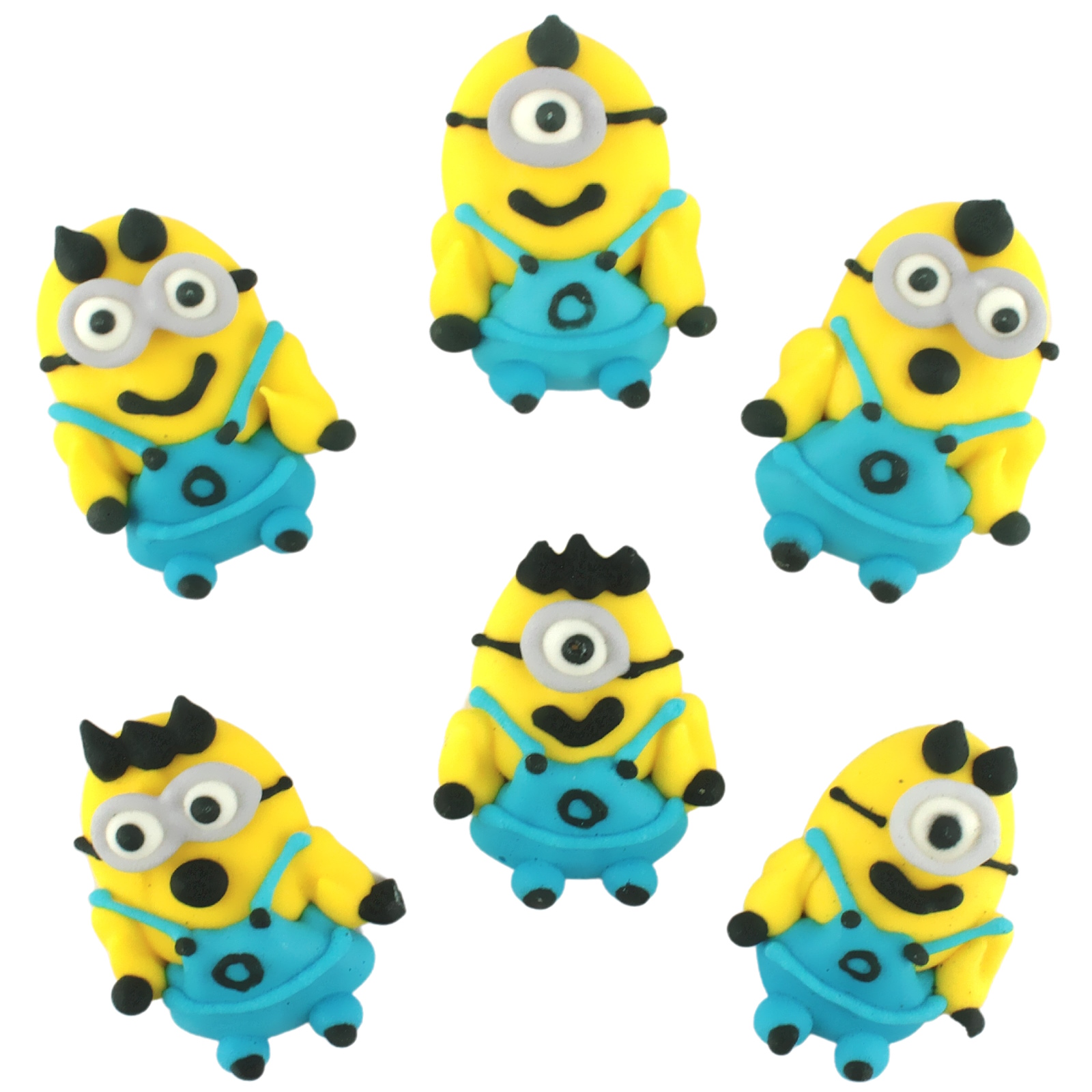 Minions Edible Sugar Cupcake Decorations (Pack of 6) 