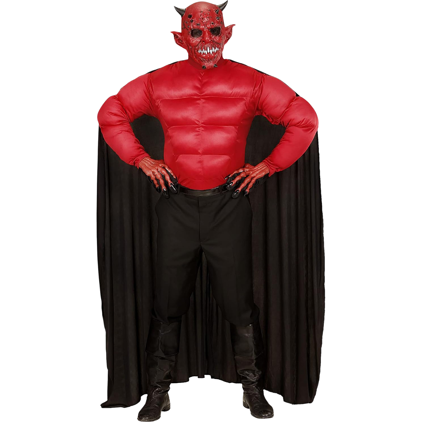Men's Devil Muscle Shirt With Cape Costume Large