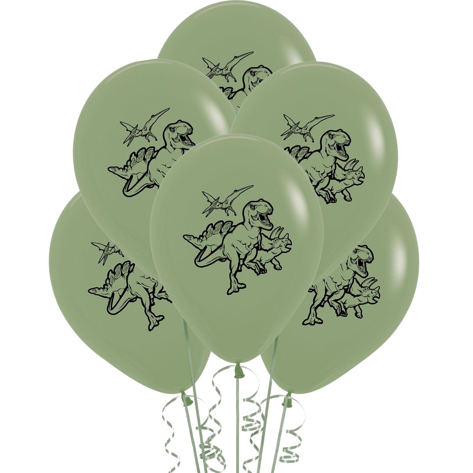 Sempertex Eucalyptus Green Dinosaur Latex Balloons (Pack of 6)