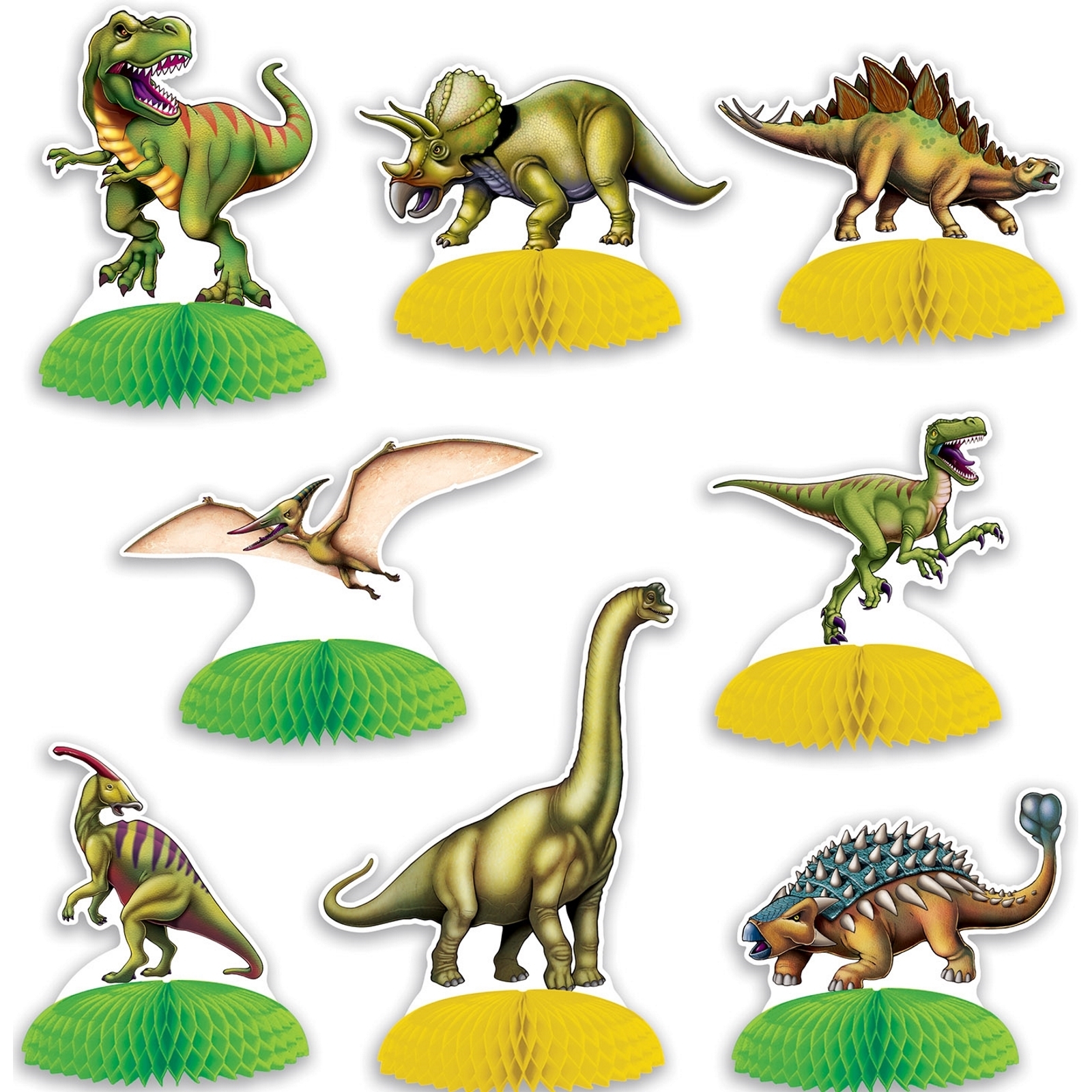 Dinosaur Mini Honeycomb Centrepieces (Pack of 8)