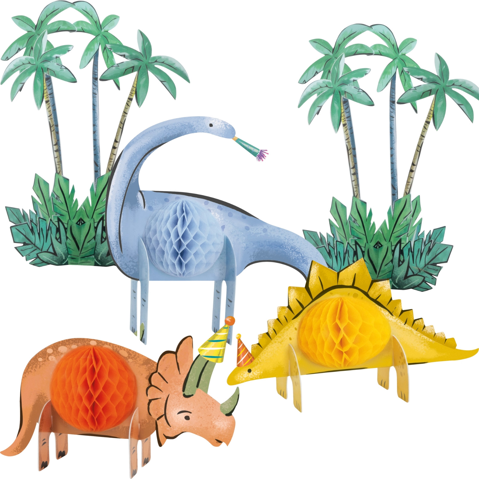 Partying Dinosaurs Honeycomb Centrepieces (Pack of 5) 