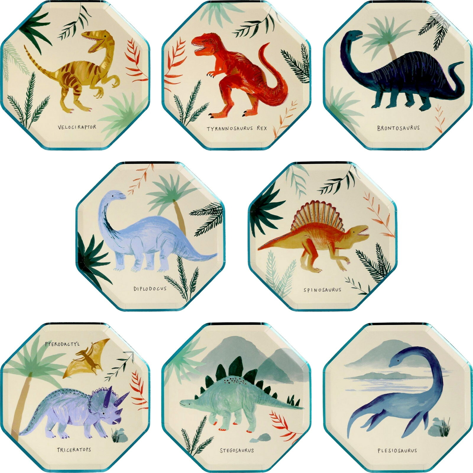 Meri Meri Dinosaur Kingdom Small Paper Plates (Pack of 8)