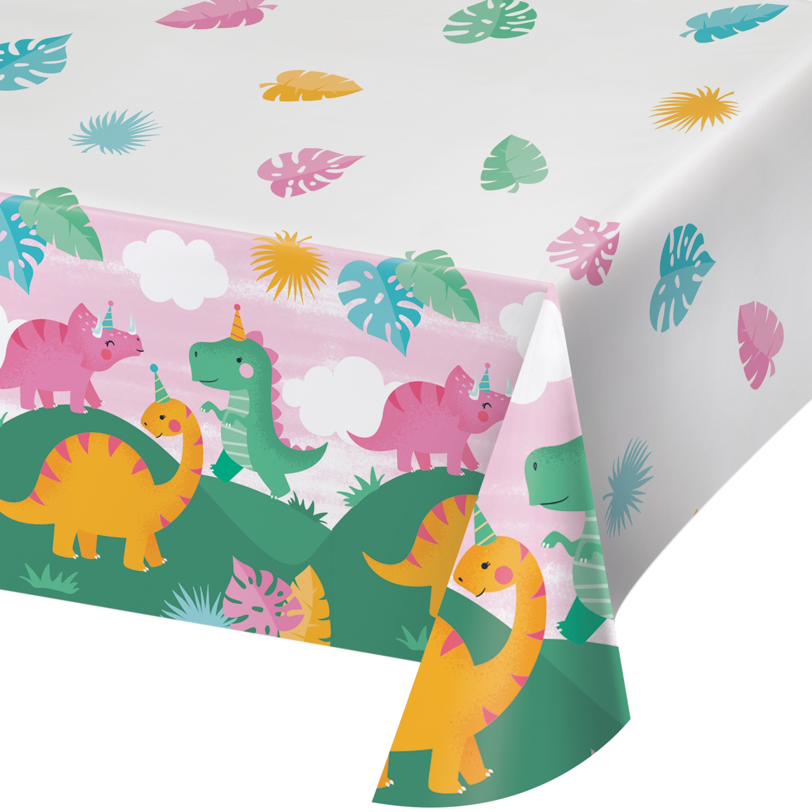 Girl Dino Party Paper Tablecloth