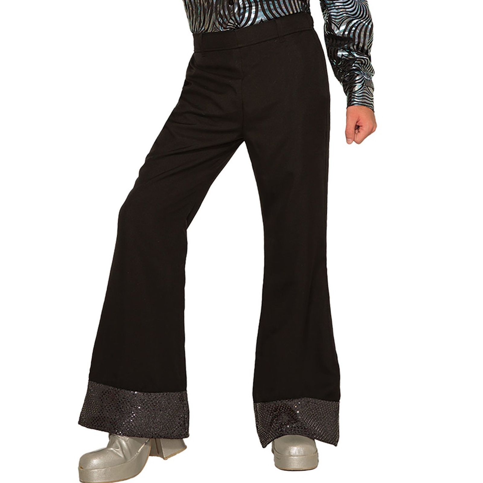 Black 70's Disco Flared Pants Men's Costume