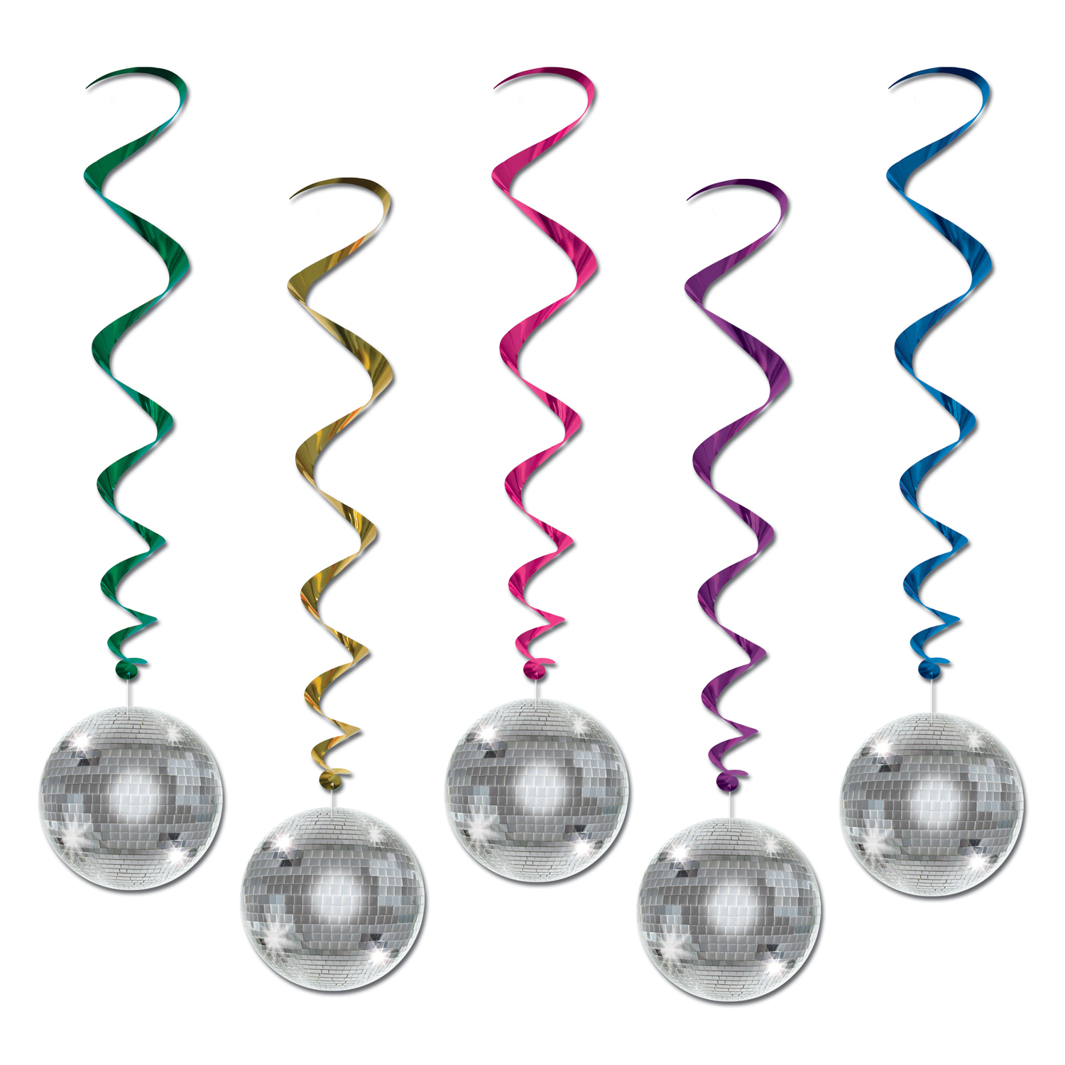 Disco Ball Swirl Decorations (Pack of 5)
