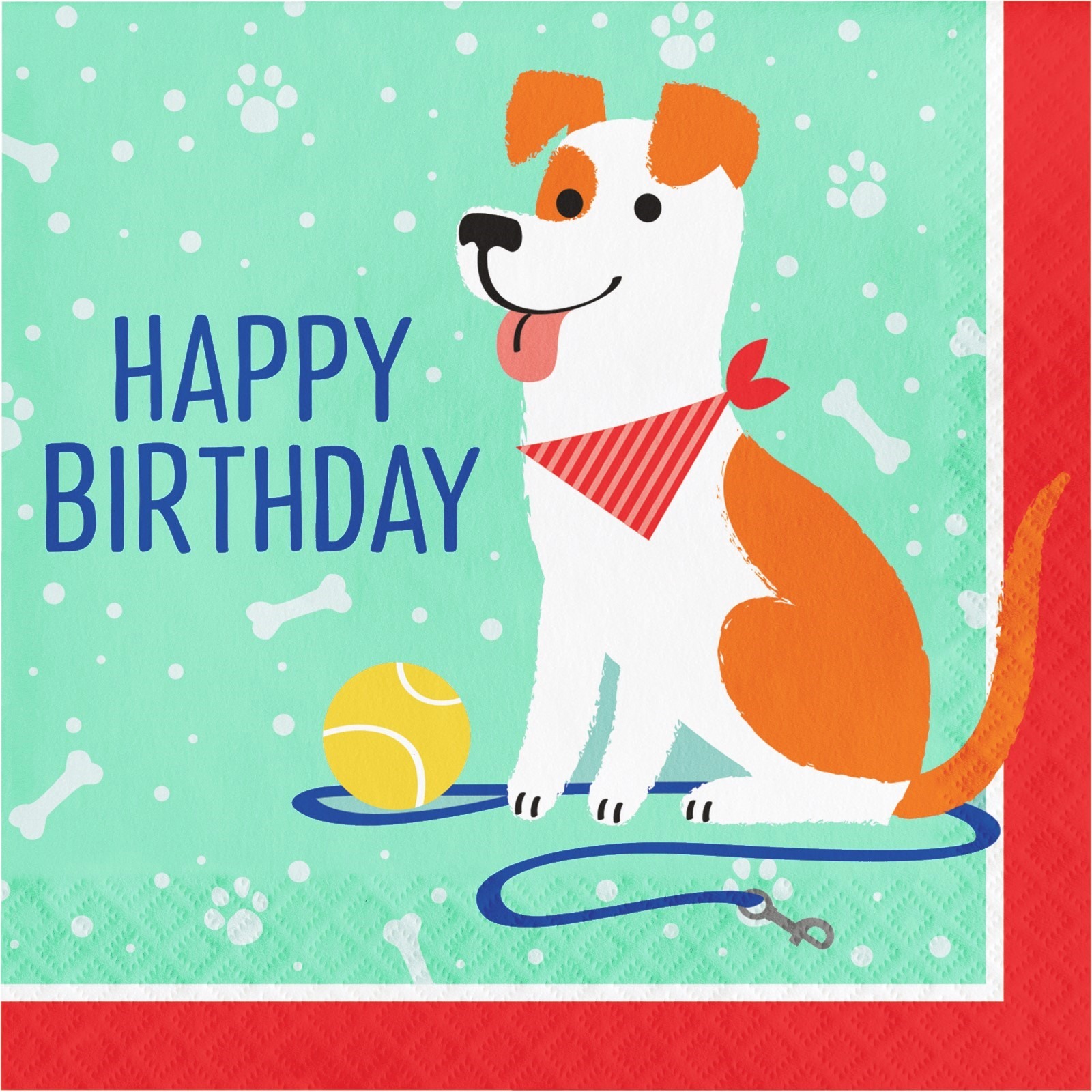  Dog Party Large Happy Birthday Napkins / Serviettes (Pack of 16)