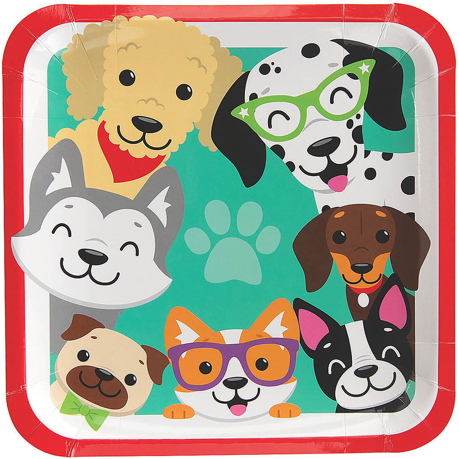 Doggy Pals Party Square Paper Plates (Pack of 8) 