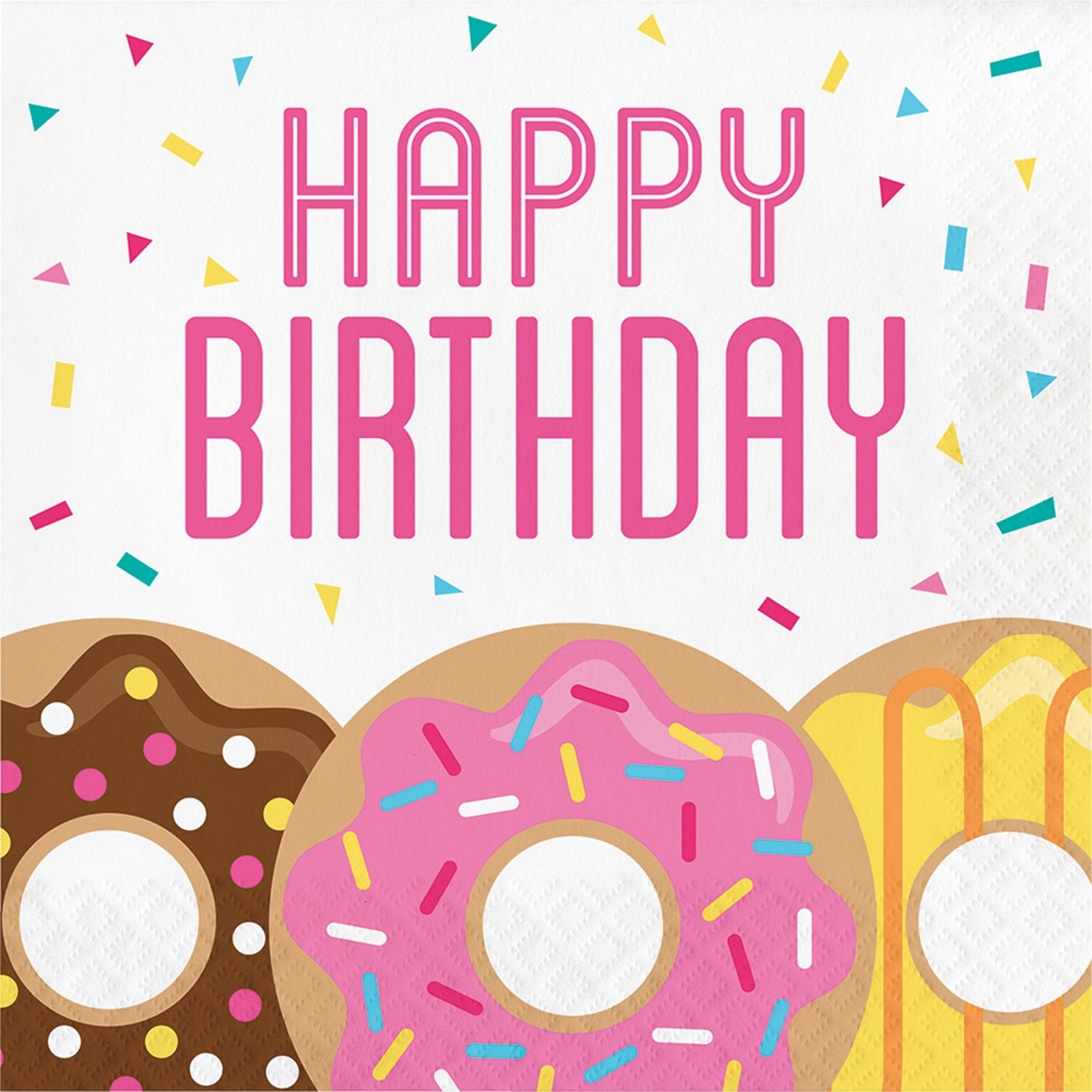 Donut Time Large Happy Birthday Napkins / Serviettes (Pack of 16)