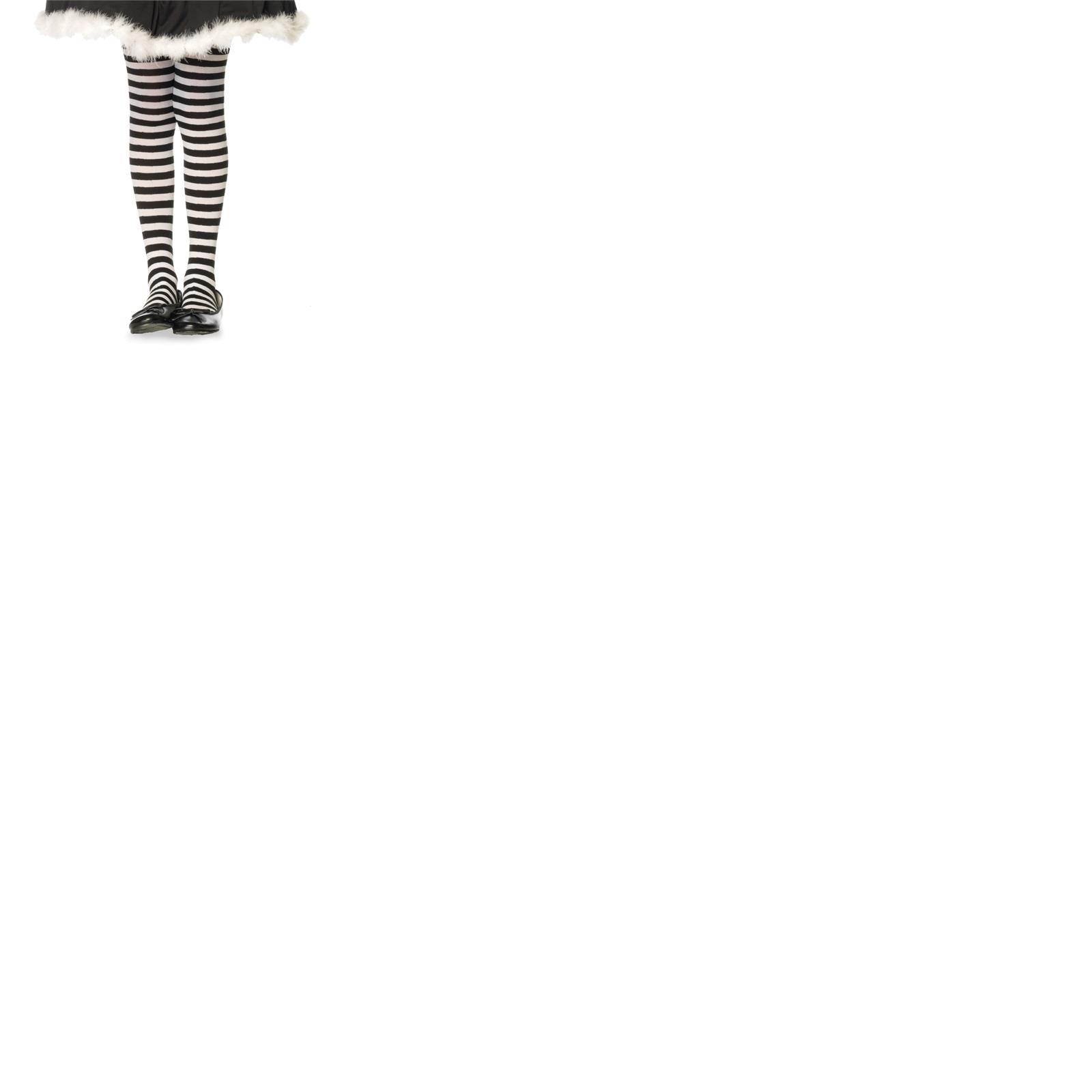 Black White Striped Child Tights 4-6