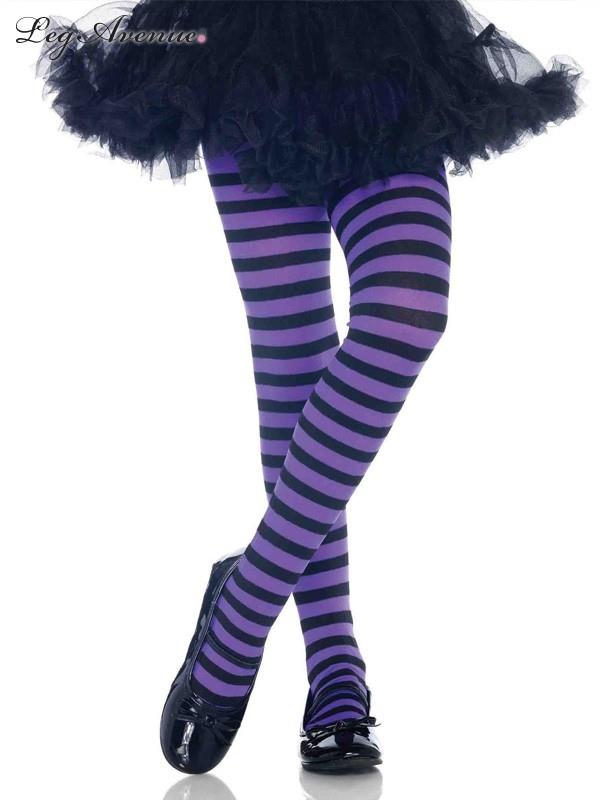 Black Purple Striped Child Tights