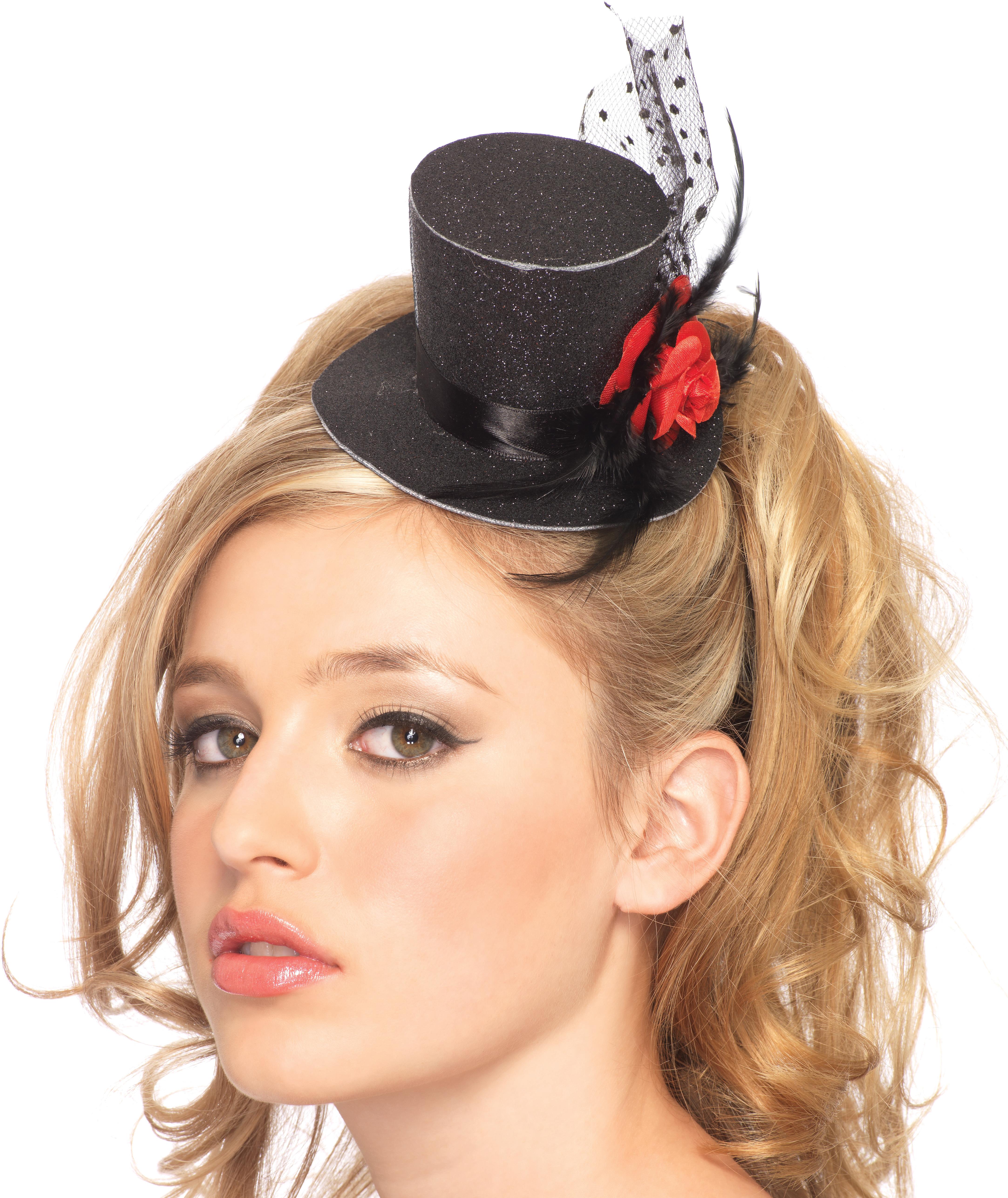 Mini Top Hat With Rose Adult Costume Accessory