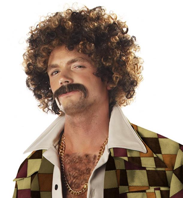Disco Dirtbag Adult Wig & Moustache