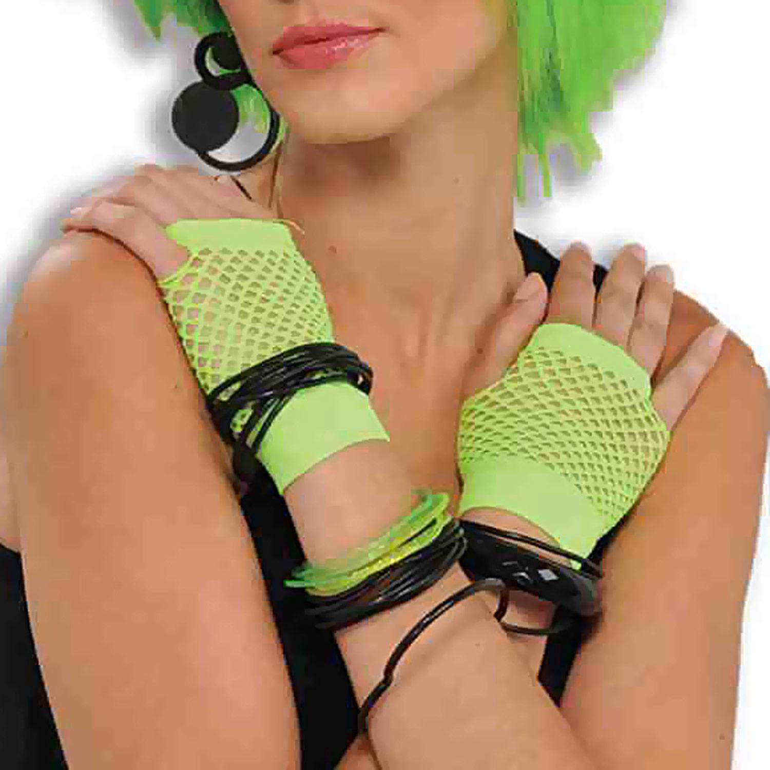 Fingerless Green Fishnet Adult Gloves