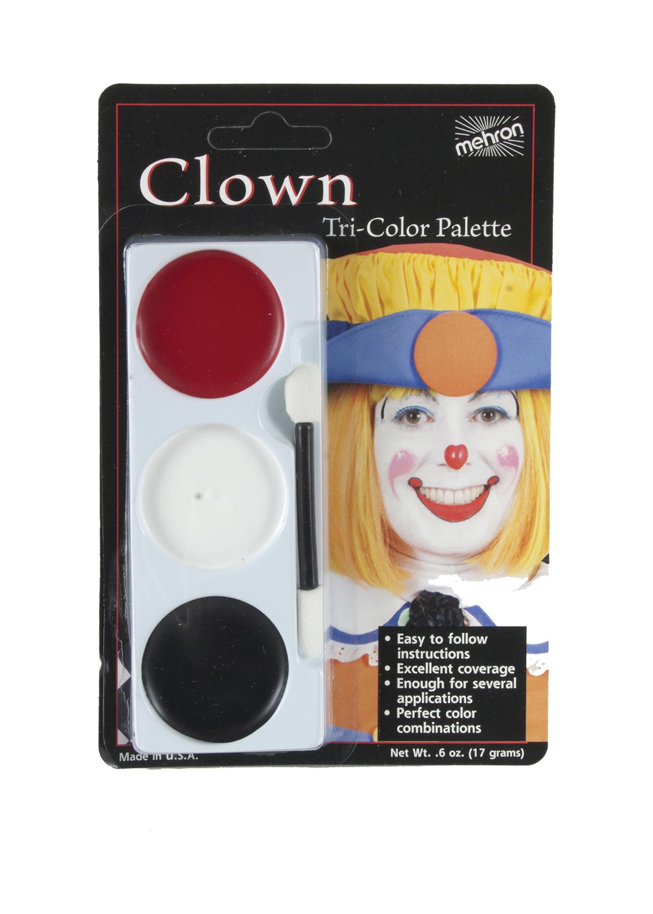 Mehron Tri Colour Palette Clown Mime Makeup Accessory