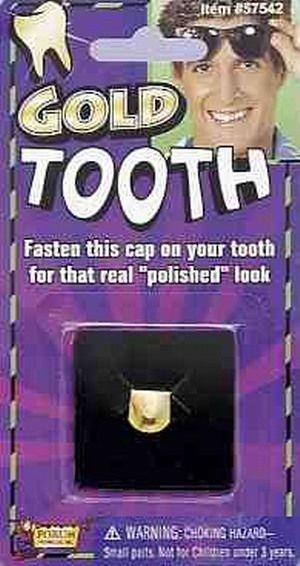 Mafia Gangster Gold Plastic Tooth Cap Adult Costume Accessory