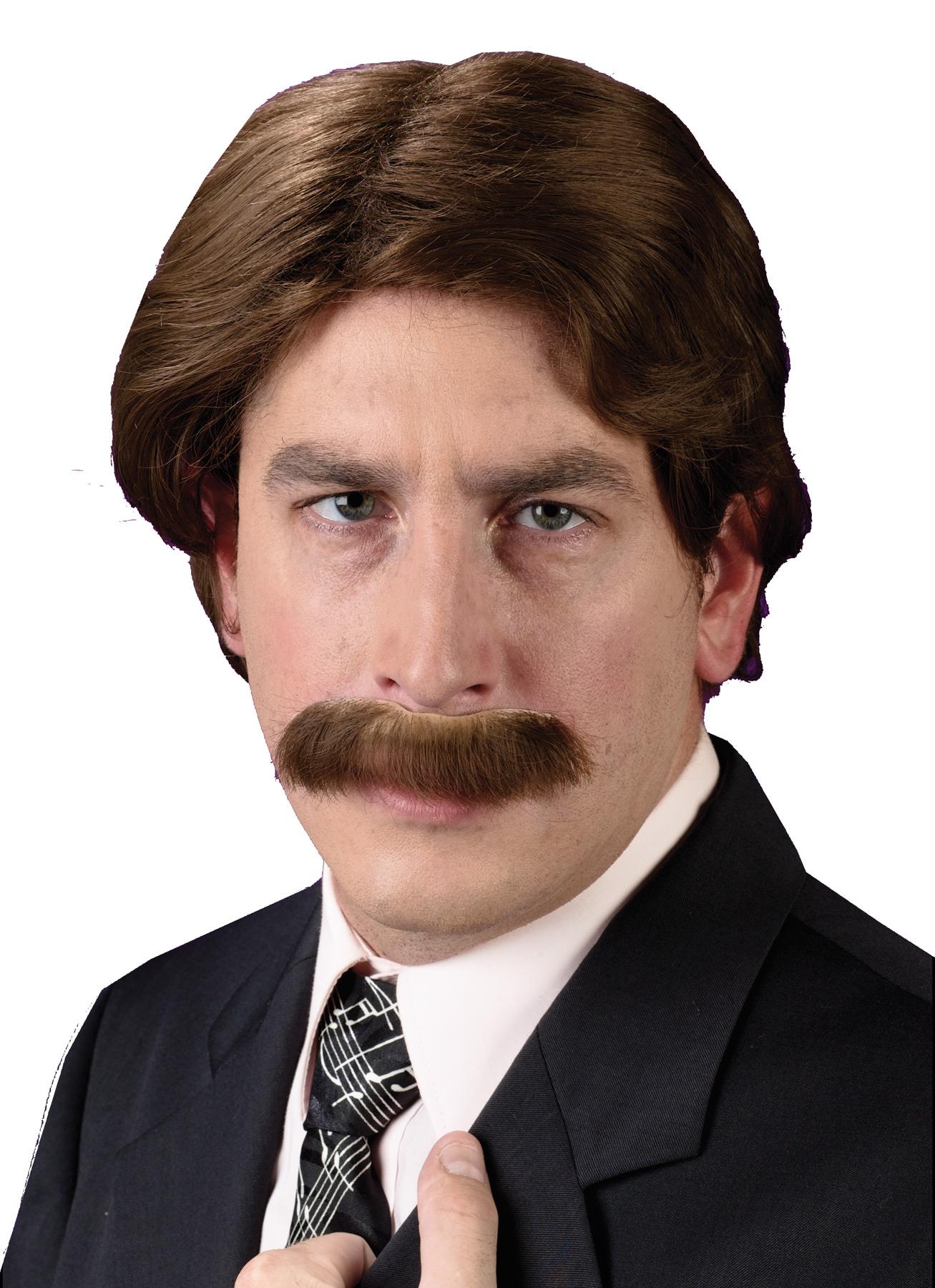 1970's Brown Mustache Wig Adult Set