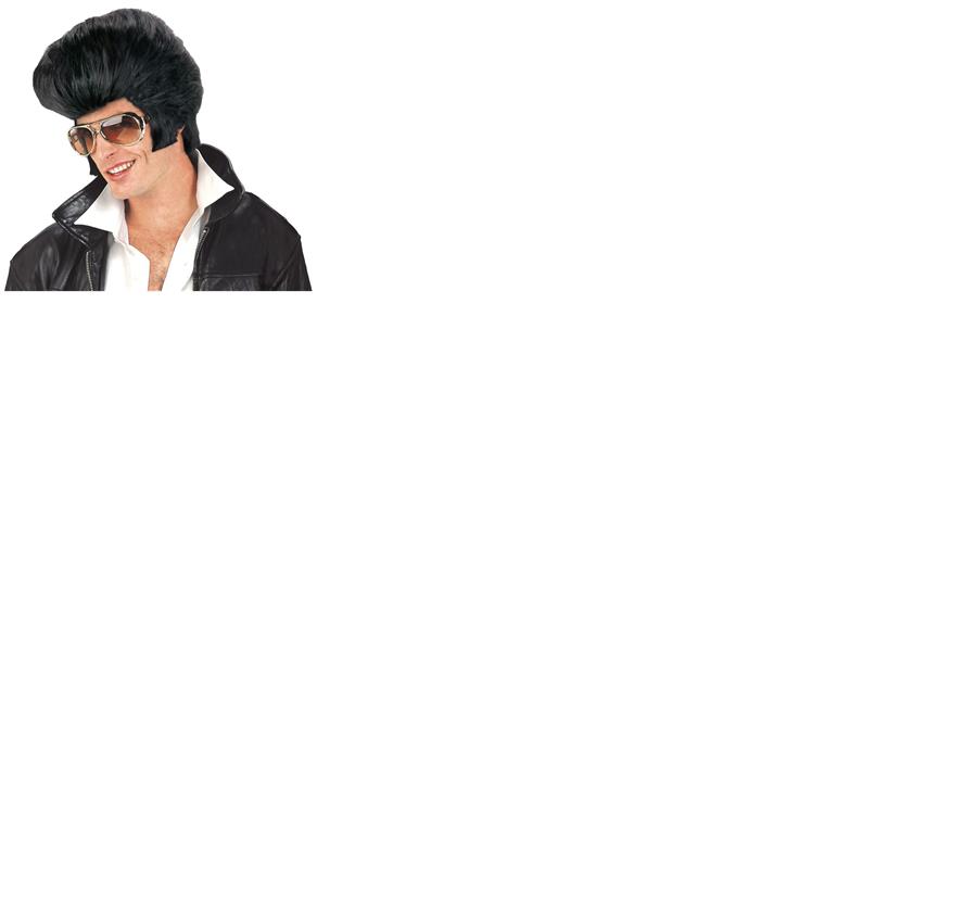 1950's Rock N Roll King Elvis Presley Jumbo Black Sideburn Adult Wig